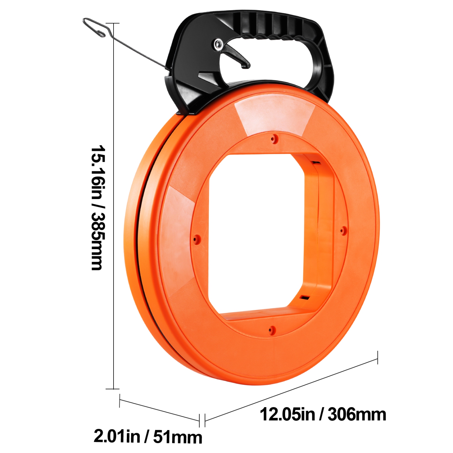 VEVOR 120-foot Fish Tape, 1/8-inch, Steel Wire Puller with Optimized Housing and Handle, Easy-to-Use Cable Puller Tool, Flexible Wire Fishing Tools