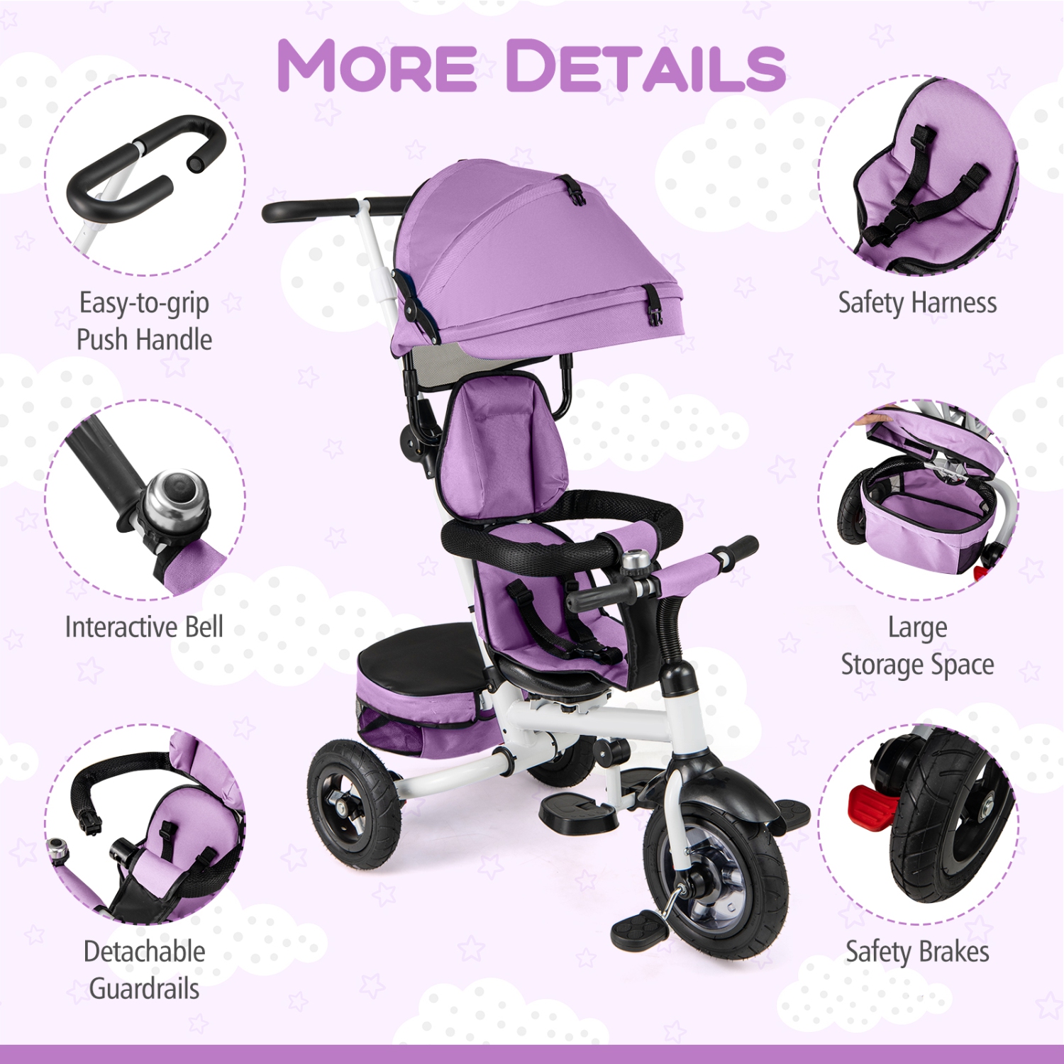 Gymax 5-in-1 Folding Trike for Toddlers 1-5 Years Old w/ Safety Harness Storage