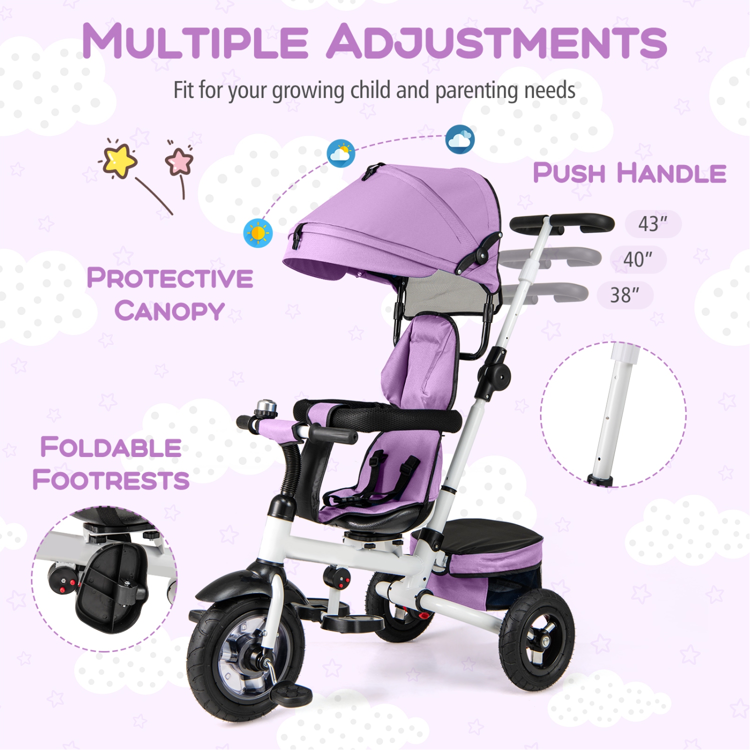 Gymax 5-in-1 Folding Trike for Toddlers 1-5 Years Old w/ Safety Harness Storage