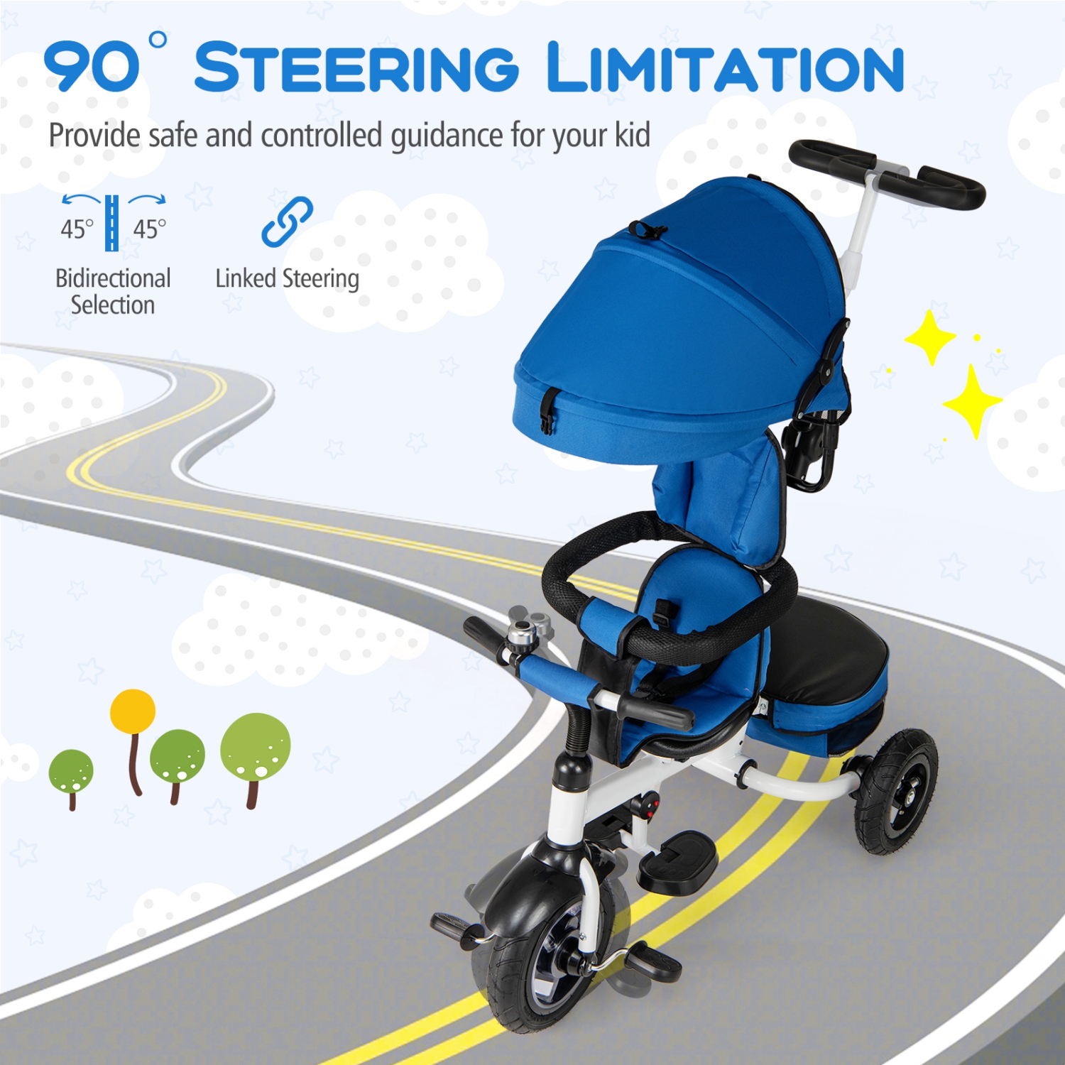 Gymax 5-in-1 Folding Trike for Toddlers 1-5 Years Old w/ Safety Harness Storage