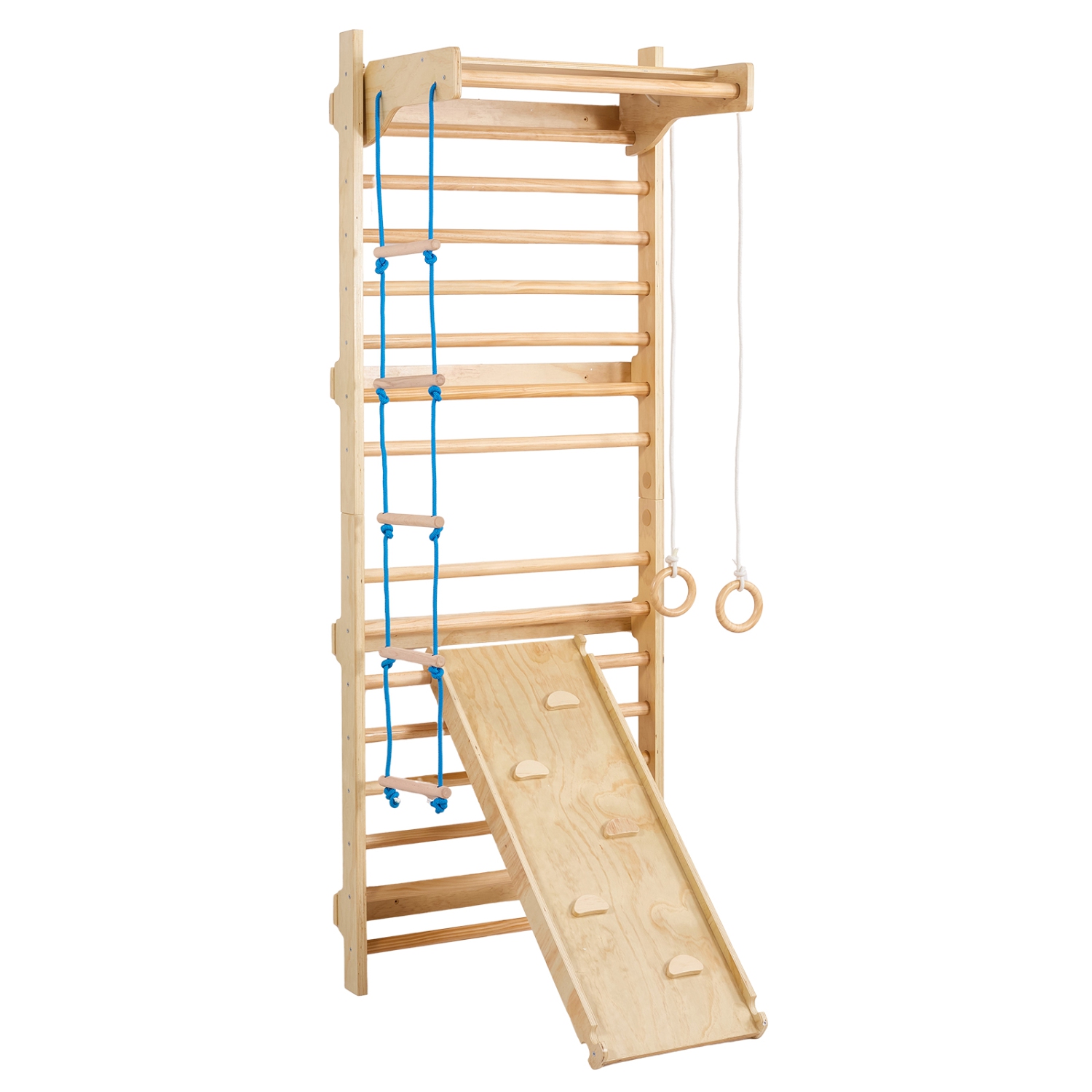 VEVOR 5 in 1 Swedish Ladder Wall Gym,Wooden Indoor Playground Climbing Toys, 220 lbs Load Capacity Swedish Wall Ladder with Pull-Up Bar, Gymnastic