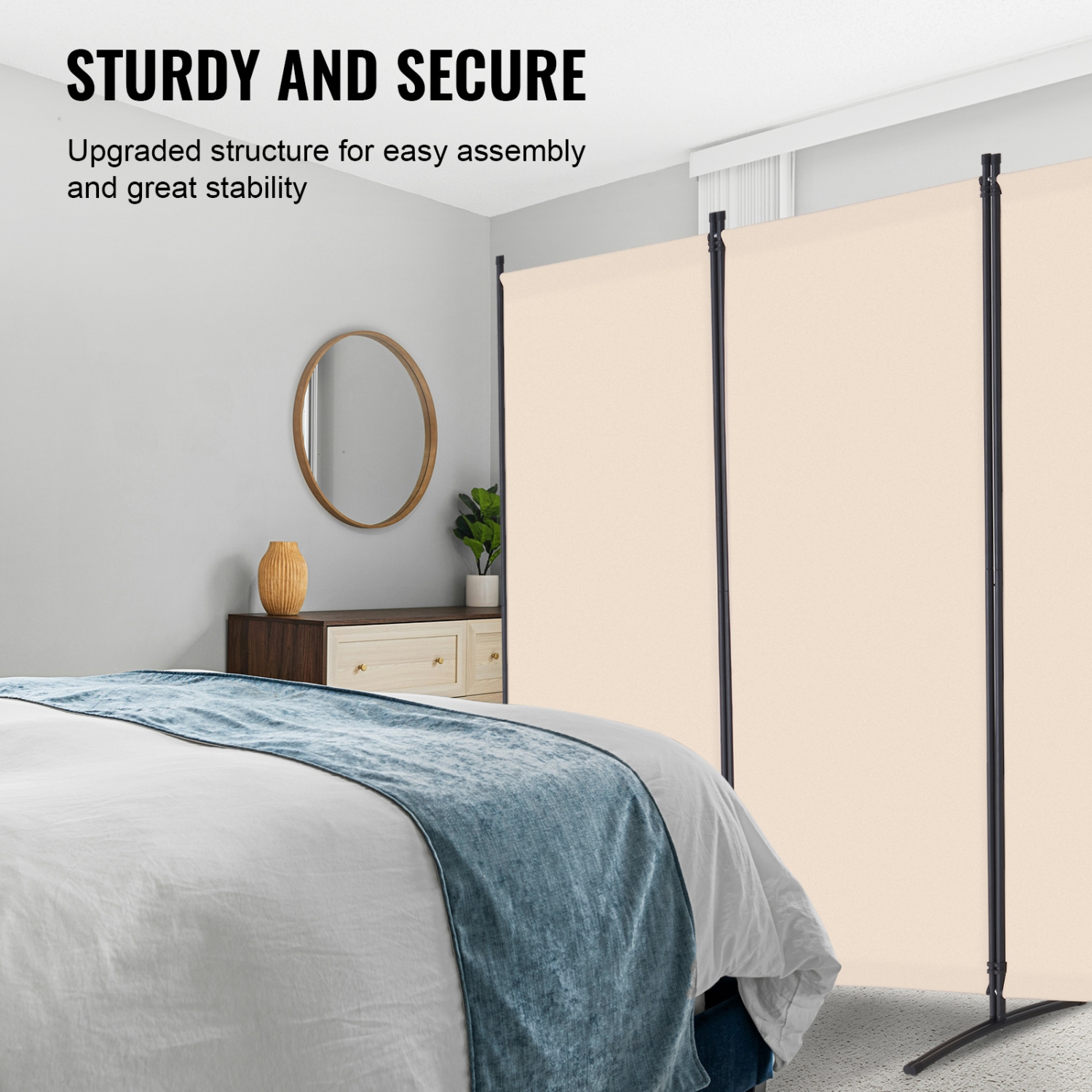 VEVOR 4 Panels Room Divider, Room Divider, Folding Privacy Screen and Portable Partition Divider for Room Separation, Freestanding Room Partitions