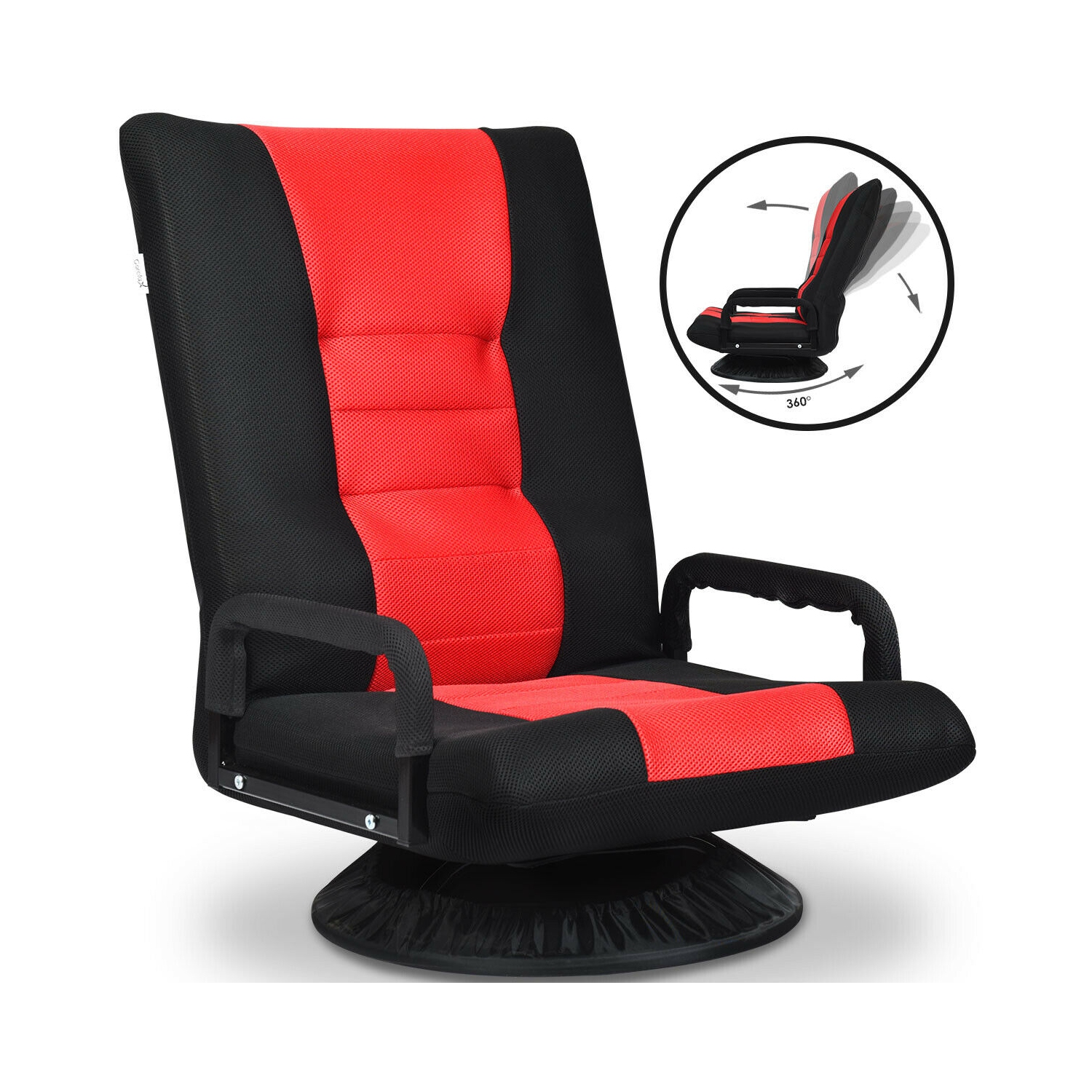 Gymax Gaming Floor Chair Folding Lazy Sofa 6-Position Adjustable Swivel w/Armrest
