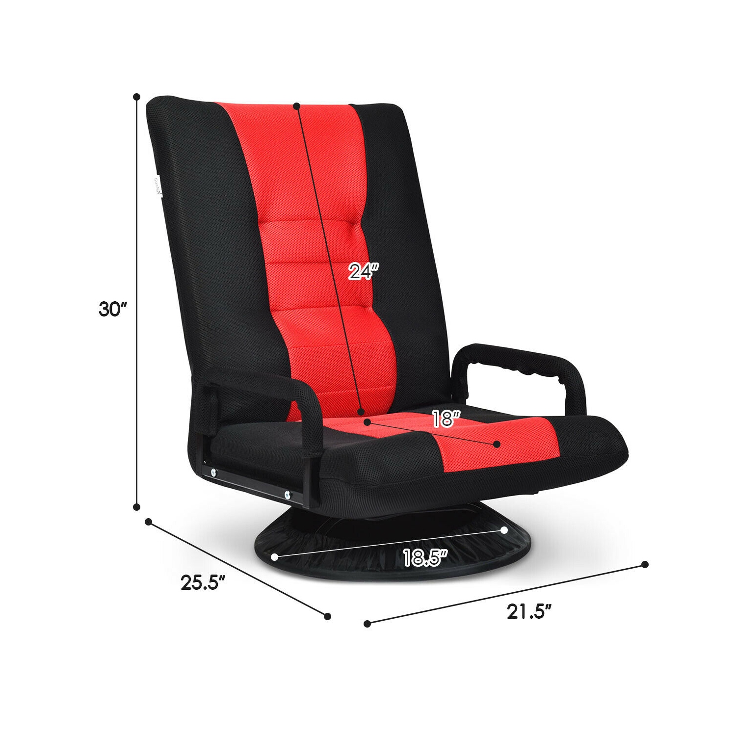 Gymax Gaming Floor Chair Folding Lazy Sofa 6-Position Adjustable Swivel w/Armrest
