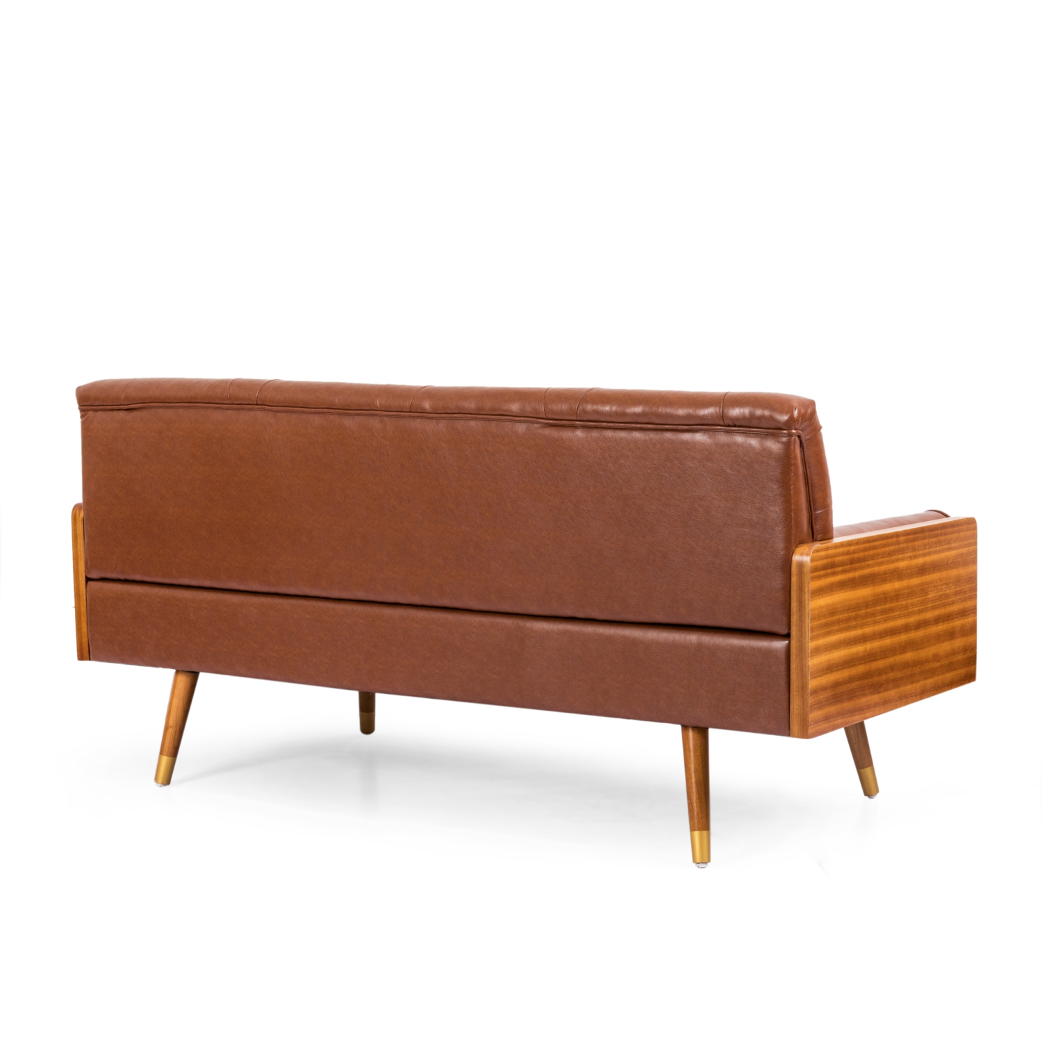 Fantasylab Adelaide Mid-Century Modern Tufted Sofa with Rolled Accent Pillows