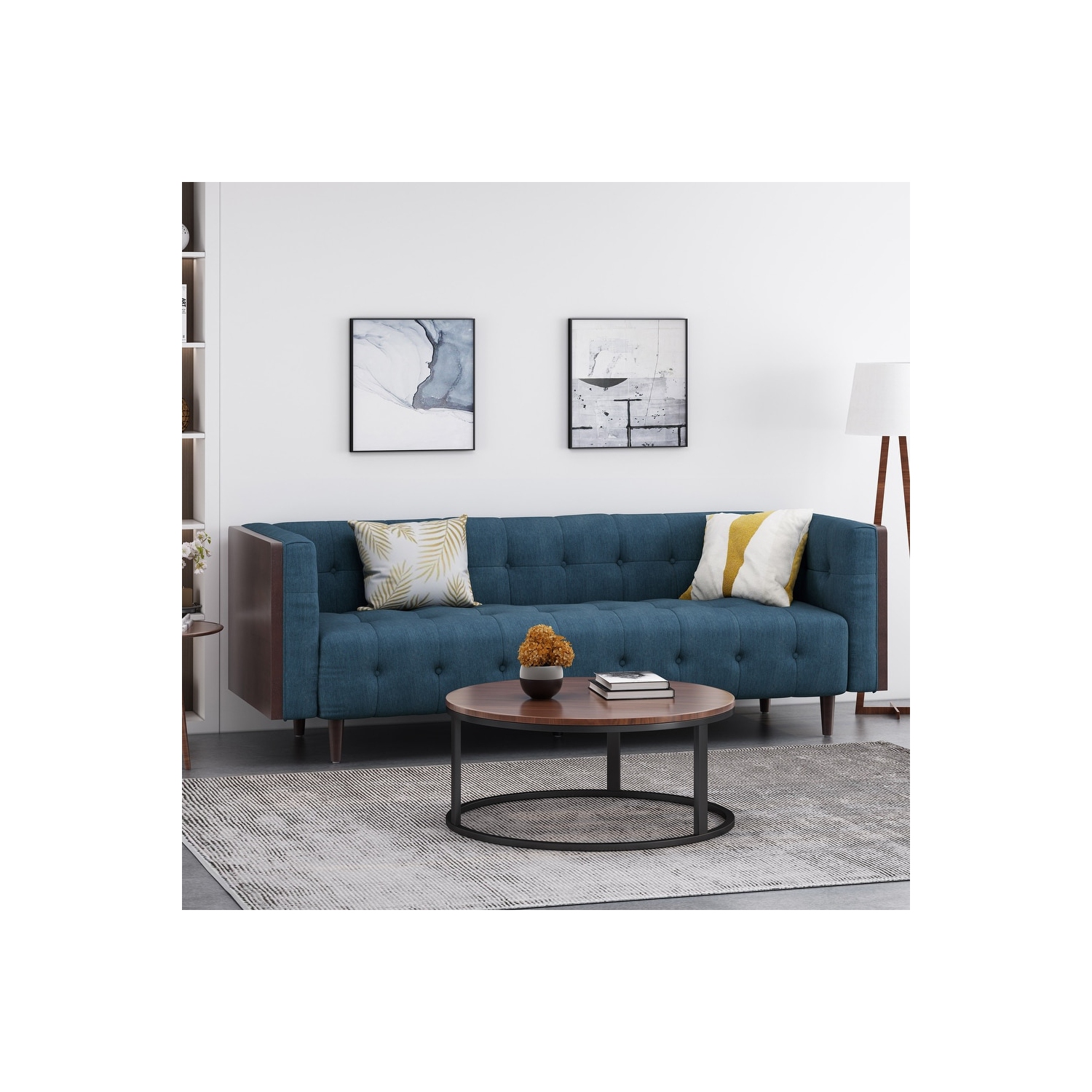 Fantasylab Modern 3-Seater Sofa Comfy Upholstered Couch with Extra Deep Seats