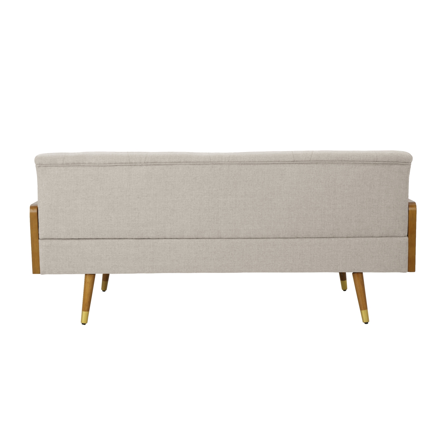 Fantasylab Aidan Mid-Century Modern Tufted Fabric Sofa, Natural