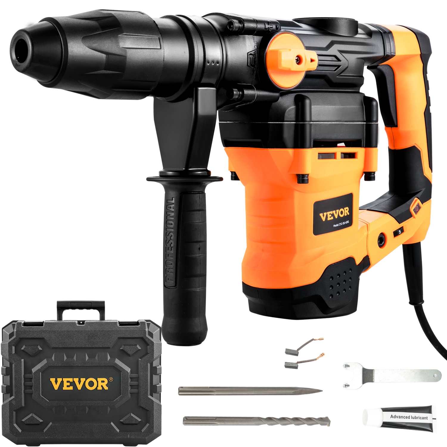 VEVOR 1-9/16 Inch SDS-Max Rotary Hammer Drill, 13Amp Corded Drills, Heavy Duty Chipping Hammers with Vibration Control & Safety Clutch, Electric