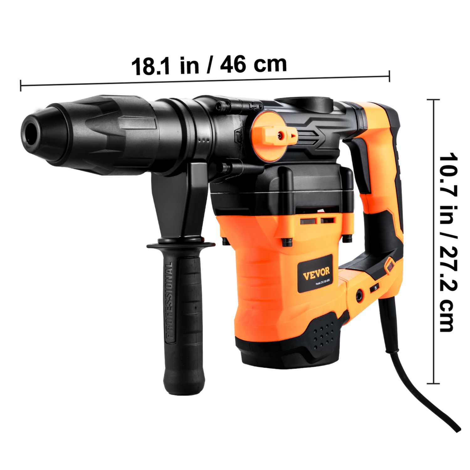 VEVOR 1-9/16 Inch SDS-Max Rotary Hammer Drill, 13Amp Corded Drills, Heavy Duty Chipping Hammers with Vibration Control & Safety Clutch, Electric