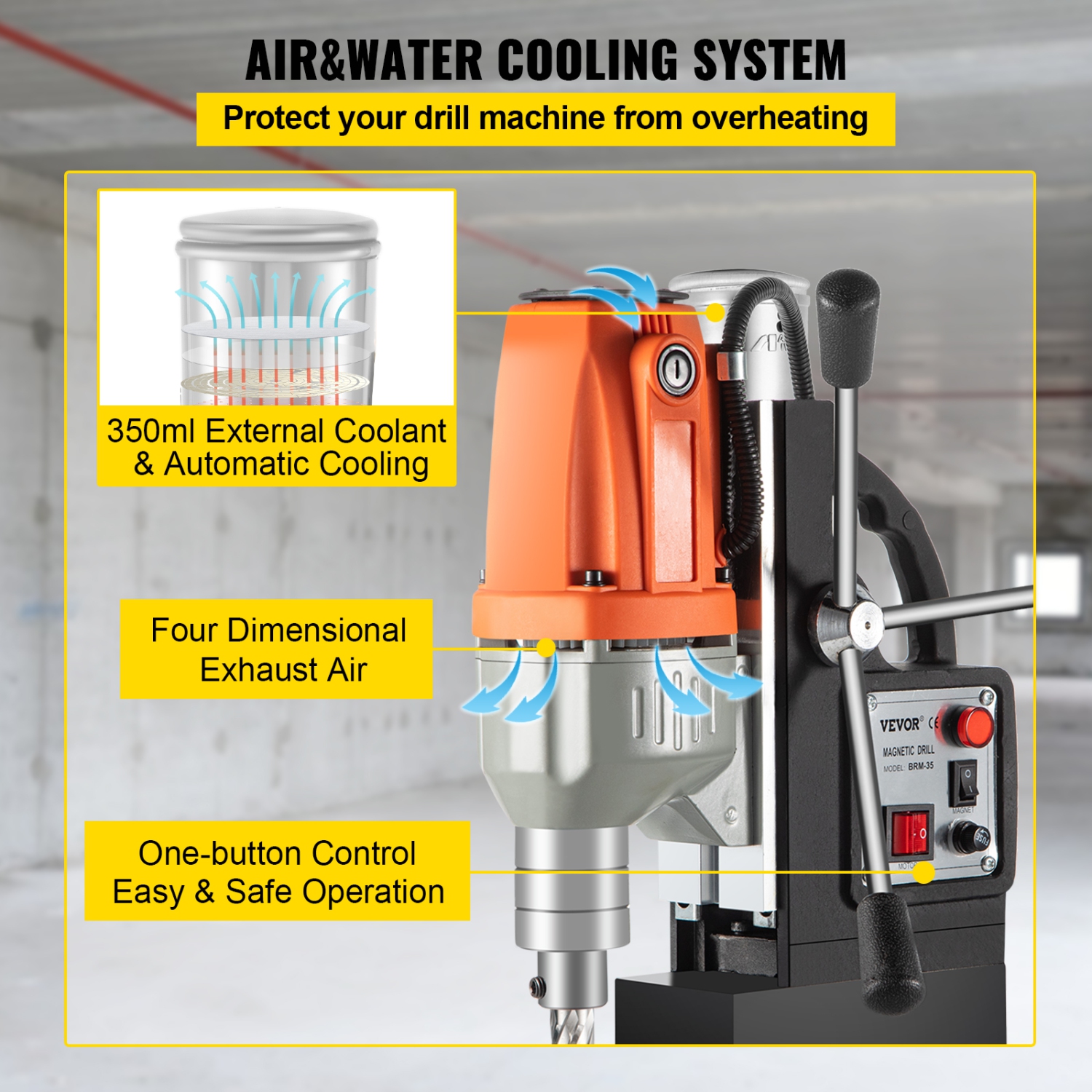Perceuse magnétique VEVOR 980&nbsp;W, perceuse à métaux haute puissance 680 tr/min, perceuse à métaux multifonction 35&nbsp;mm pour perçage et
