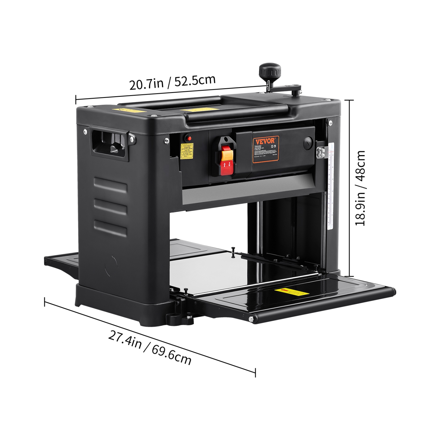 Raboteuse VEVOR de 15 A, une vitesse, une raboteuse de 13&nbsp;po de largeur, deux lames, moteur puissant 1800&nbsp;W, table d'allaitement étendue de