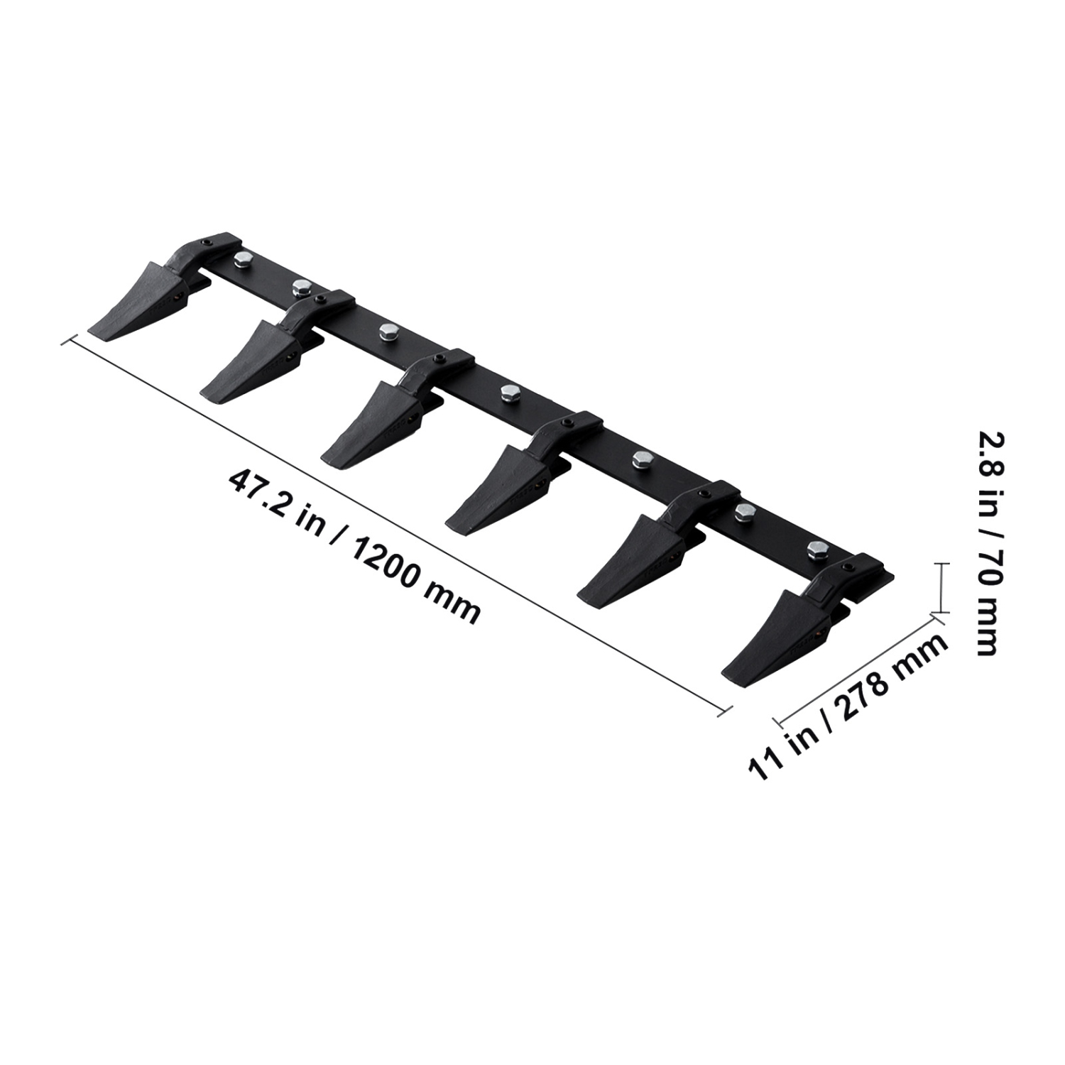 VEVOR 48'' Bucket Tooth Bar, Heavy Duty Tractor Bucket 6 Teeth Bar for Loader Tractor Skidsteer, 4560 lbs Load-Bearing Capacity Bolt On Design, for