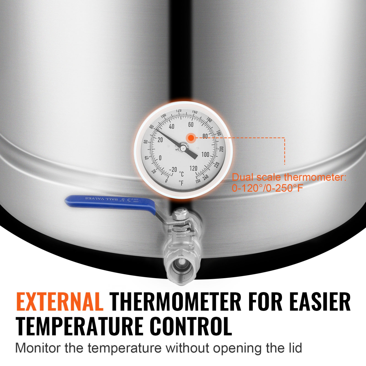 VEVOR 16 GALLON Stainless Steel Kettle, Brewing Pot, Tri Ply Bottom for Beer, Brew Kettle Pot, Home Brewing Supplies Includes Lid, Handle,