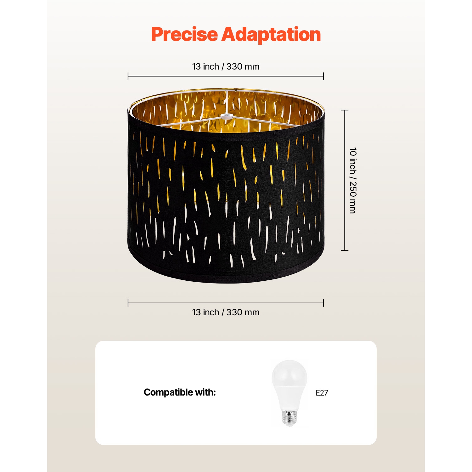 VEVOR 2 Set Drum Lamp Shade, 13 in Top x 13 in Bottom x 10 in High, Medium Drum Lampshade with Harp, Replacement Lamp Shade for Table Lamps Floor