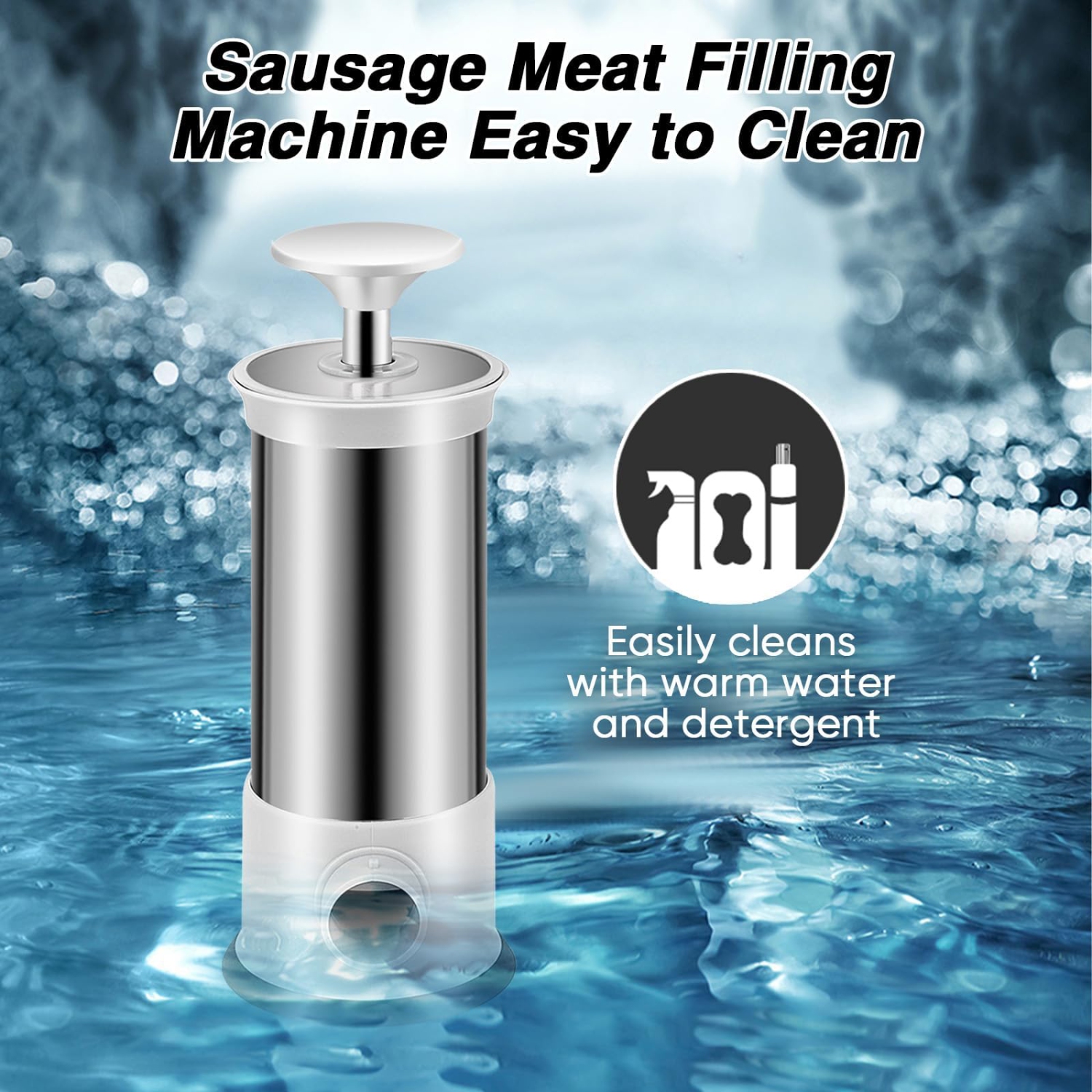 Poussoir à saucisses manuel, machine à saucisses maison avec 4 tubes de remplissage, outil de cuisine pour faire des saucisses rapides