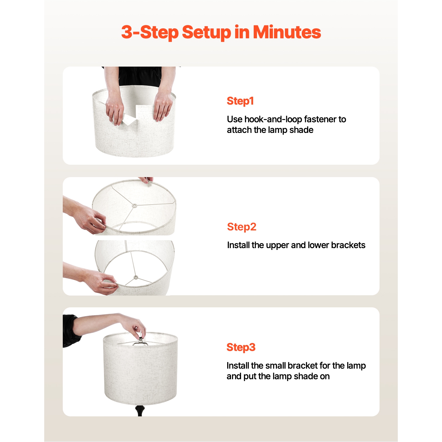 VEVOR Drum Lamp Shade, 13 in Top x 13 in Bottom x 10 in High, Medium Drum Linen Lampshade, Replacement Lamp Shade for Table Lamps Floor Lamps Pendant