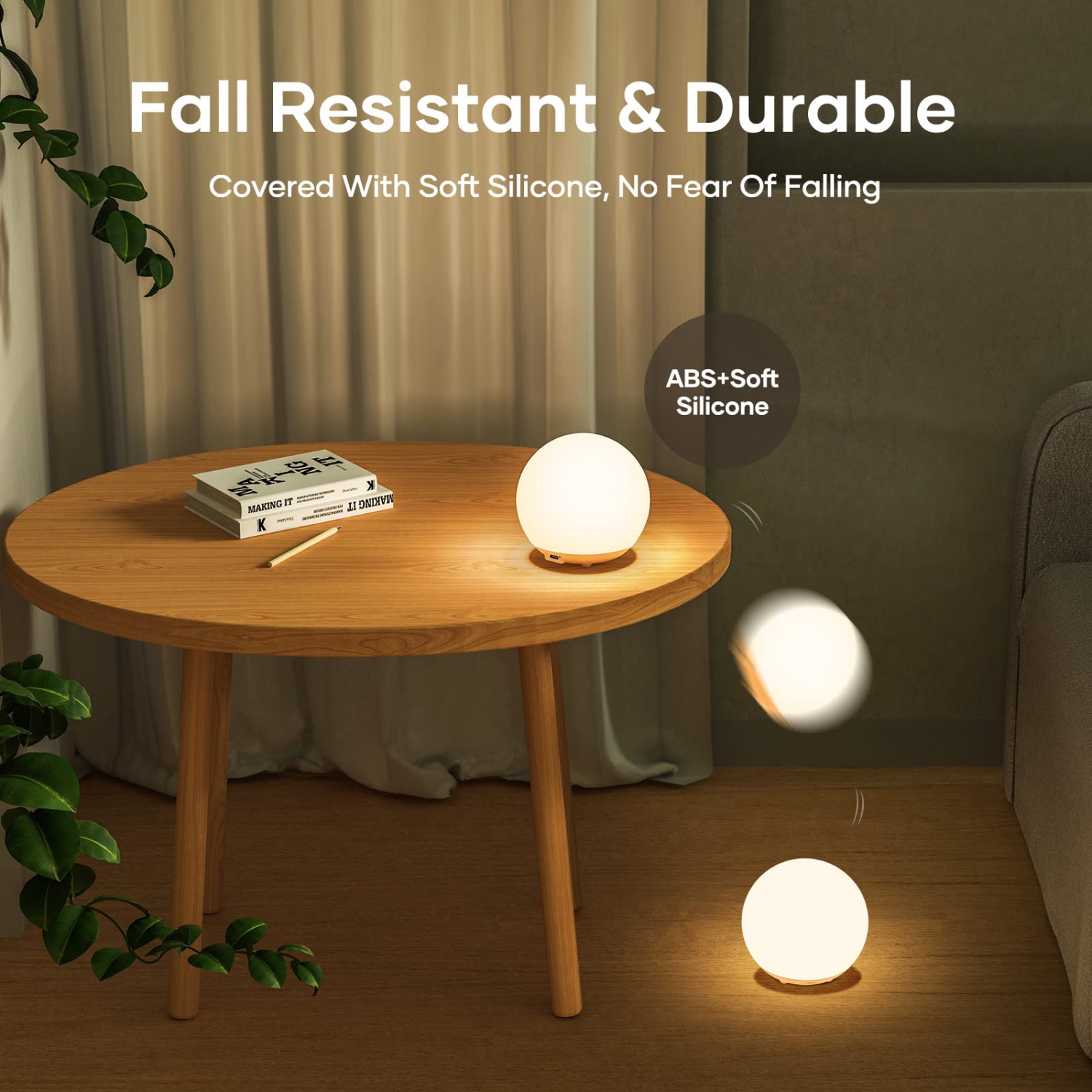 Veilleuse rechargeable avec contrôle en silicone doux; Couleurs RVB personnalisables; Lampe LED à soins des yeux