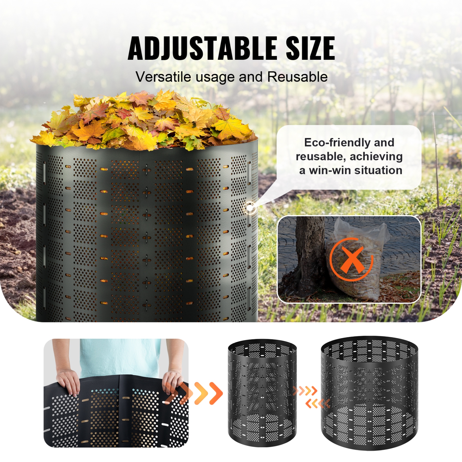 VEVOR 220 Gallon Compost Bin , Outdoor Expandable Composter, Easy to Setup & Large Capacity Composting Bin, Fast Creation of Fertile Soil