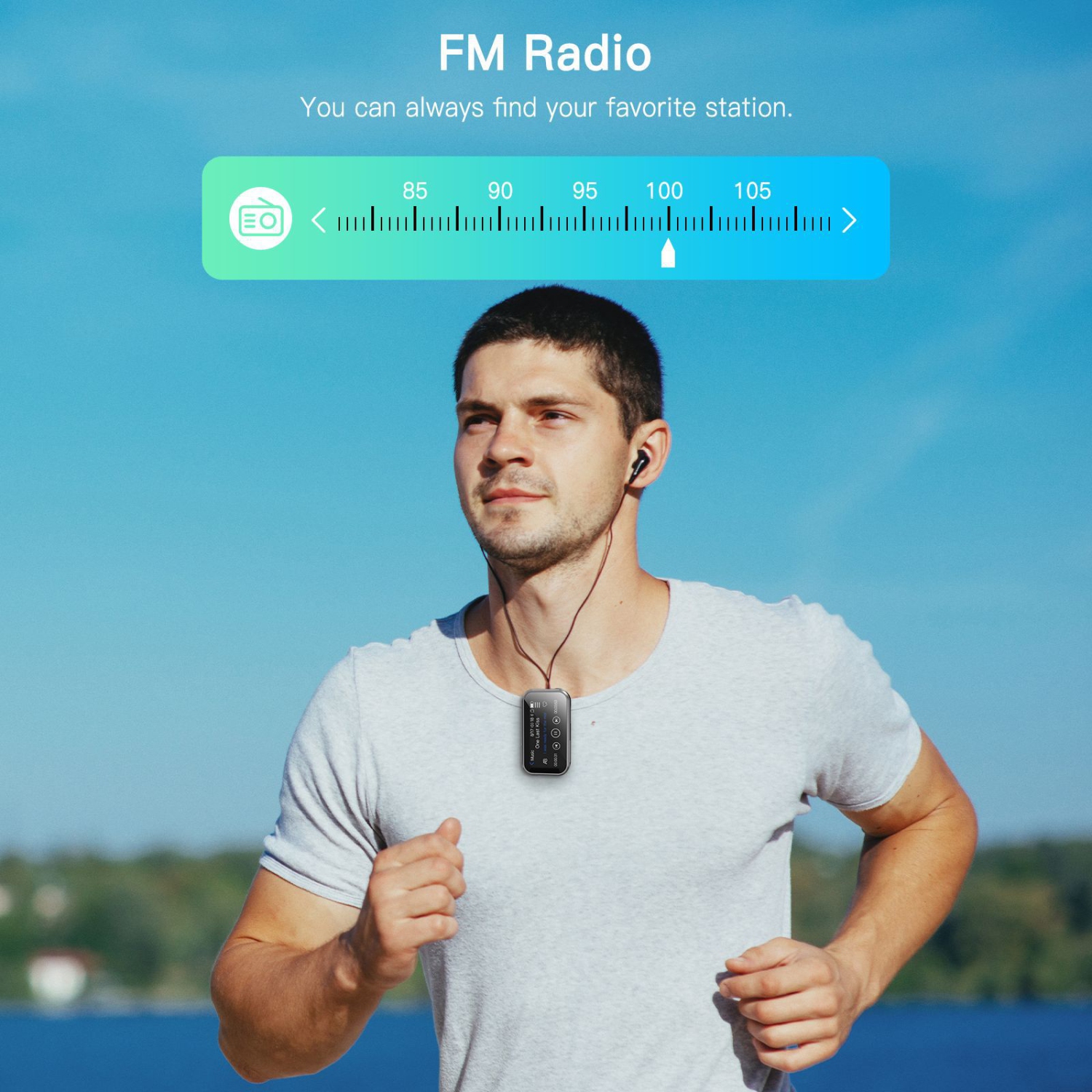 MP3 player with HD recording, e-book, FM, external speaker, full screen touch screen, back clip, 3D external speaker, long standby, compact and easy