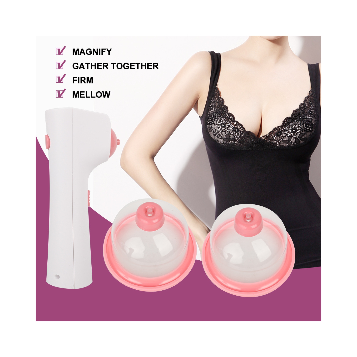 Electric female breast beauty instrument household breast massager breast beauty treasure negative pressure massage instrument - double cup large +