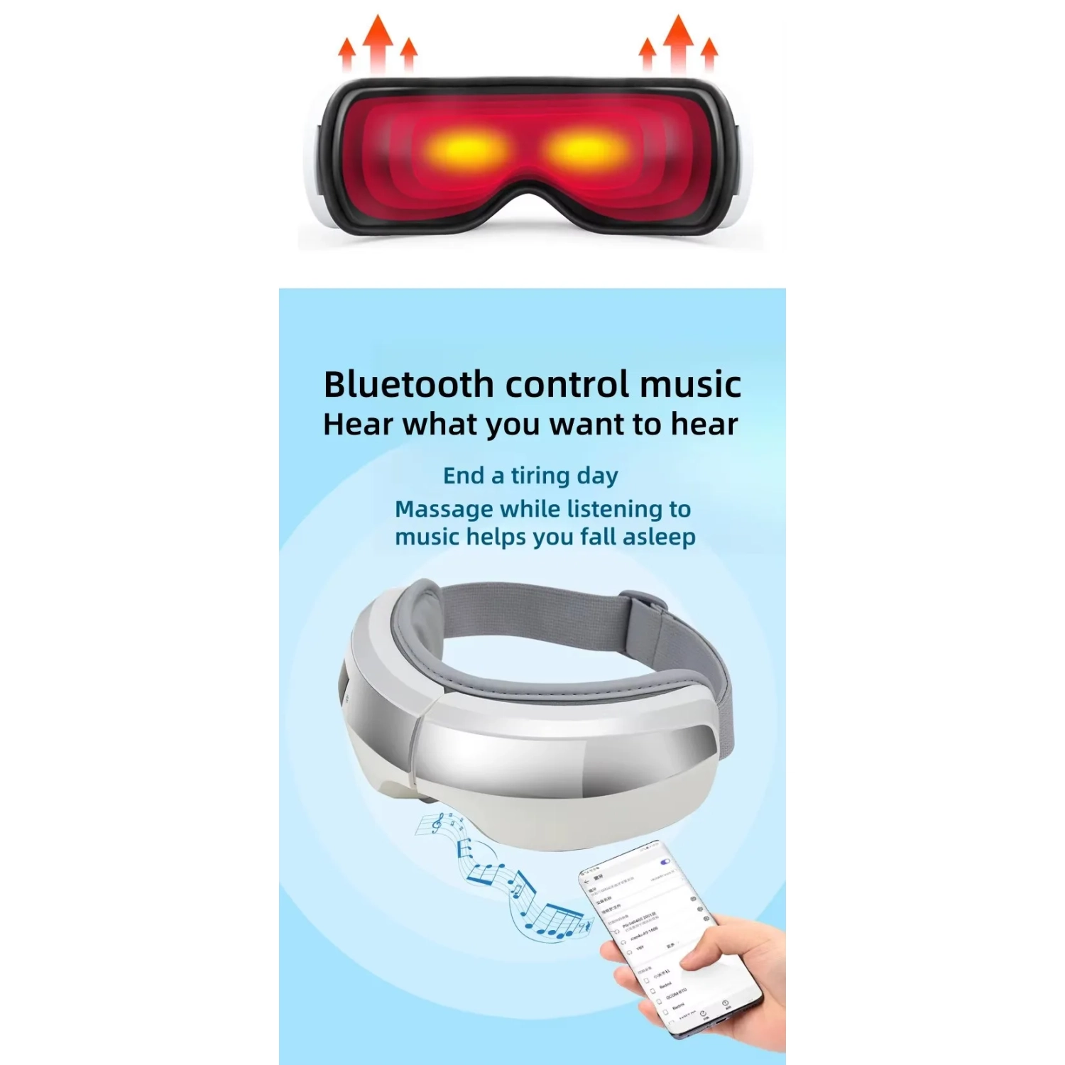 Eye protector, eye massager, heating airbag, folding eye protector, eye soothing smart massage eye mask - E6, hot compress + vibration + airbag +