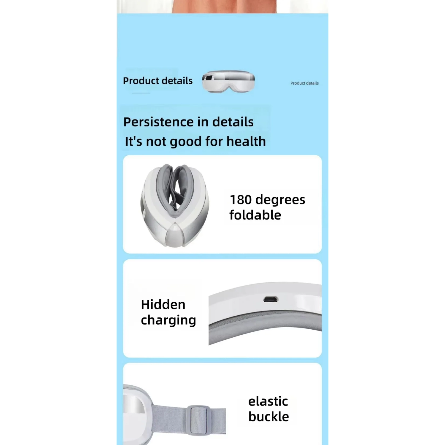 Eye protector, eye massager, heating airbag, folding eye protector, eye soothing smart massage eye mask - E6, hot compress + vibration + airbag +