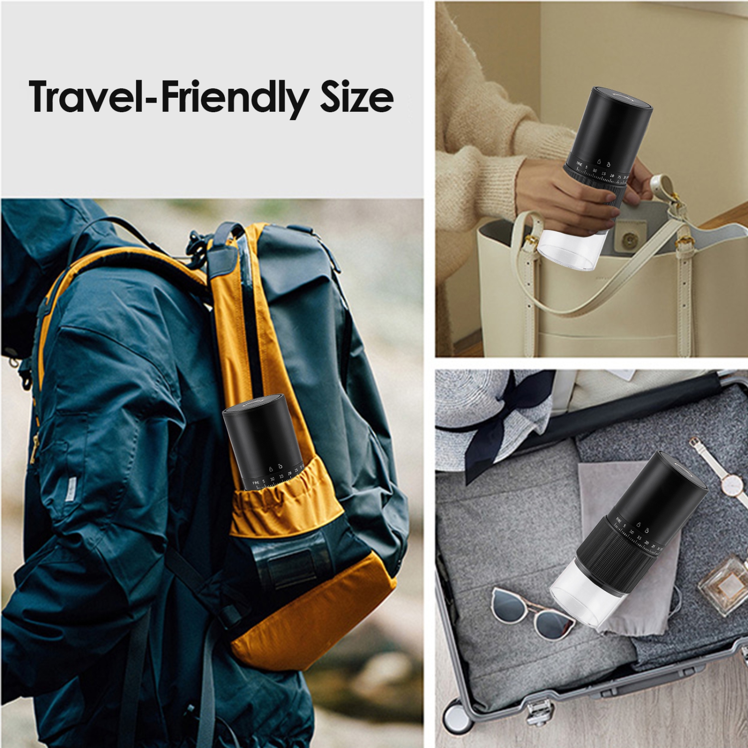 Portable Electric Coffee Grinder, USB Rechargeable Mini Coffee Grinding Cup with 35 Levels of Coarse and Fine Grinding Suitable for Travel and Home