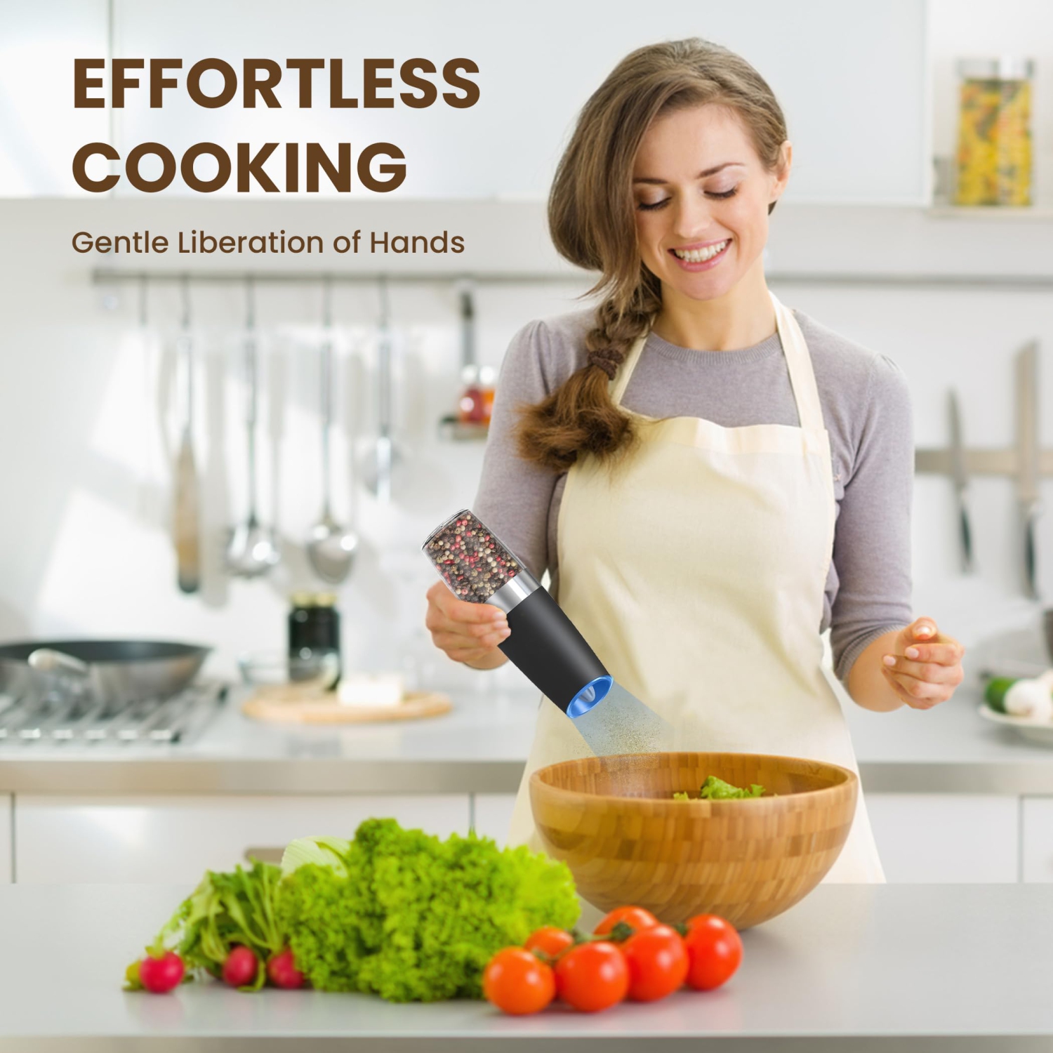 Ensemble de moulins à sel et à poivre électriques, moulin à épices rechargeable par USB avec mouture réglable et lampe LED pour la cuisine et le