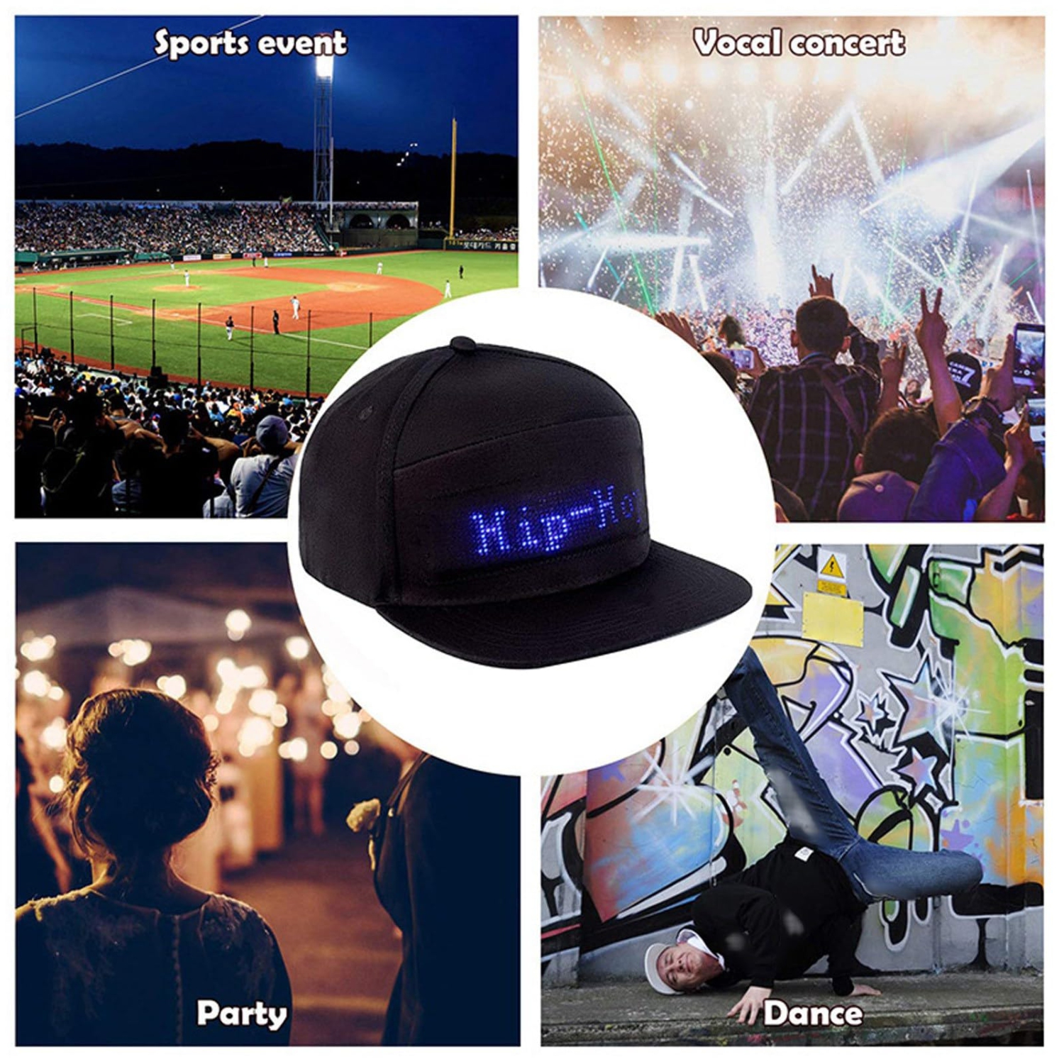 LED Display Hat Editable, LED Hats for Men, Programmable LED Cap, LED Pixel Hat - 16x32 Dots, APP Control, Adjustable Size LED Display Cap