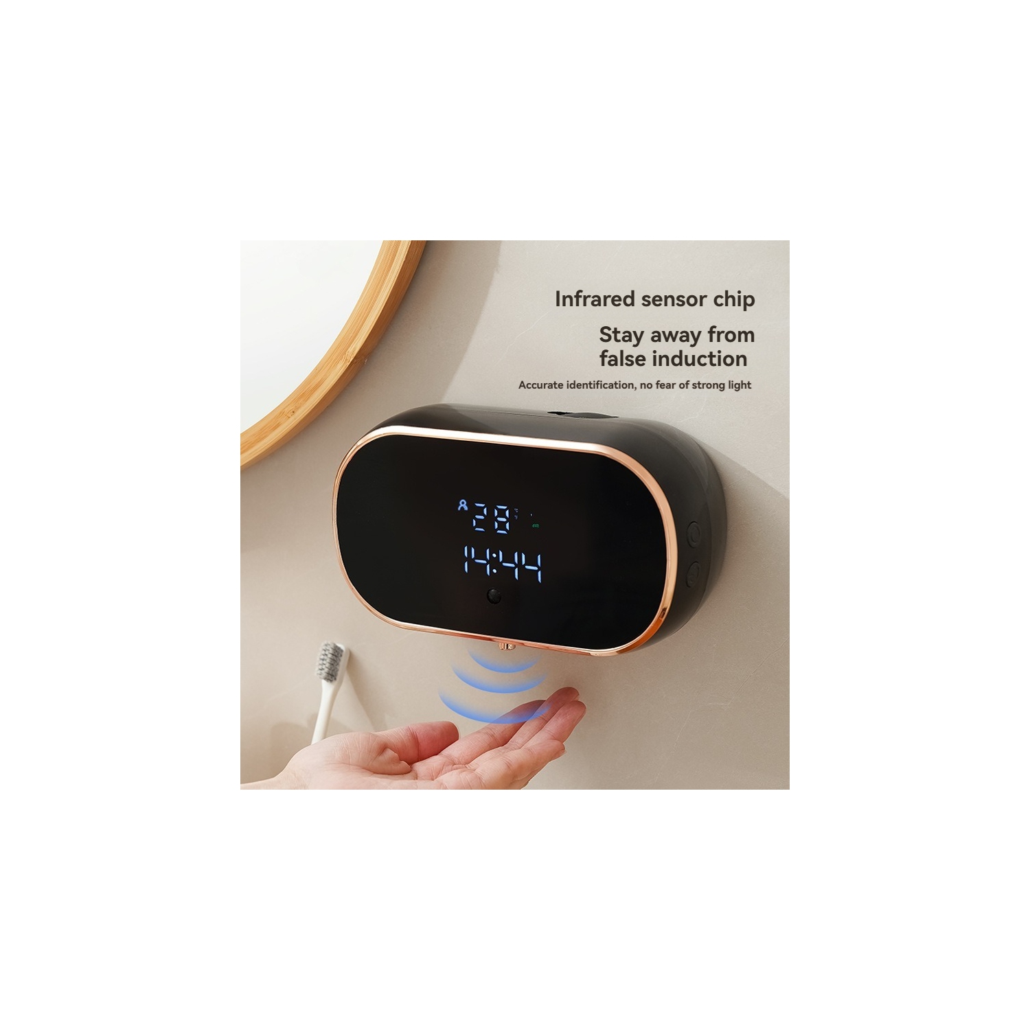 Automatic soap dispenser, rainproof 350ML seamless wall-mounted automatic induction foam soap dispenser, suitable for assembled bathroom