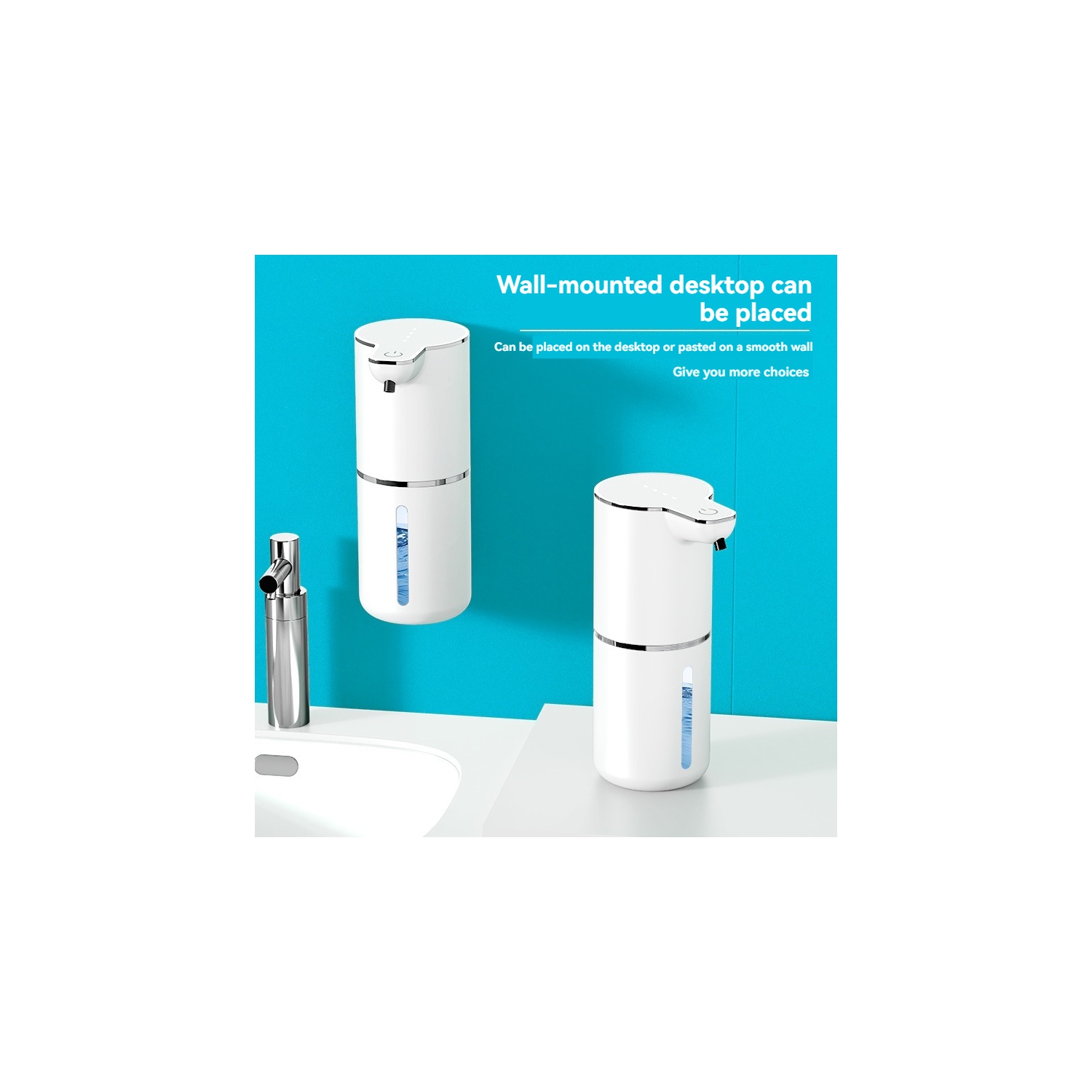 Distributeur de savon à capteur, distributeur automatique de savon pour les mains en mousse, étanche IPX5, chargement USB, réglage de capacité à 4