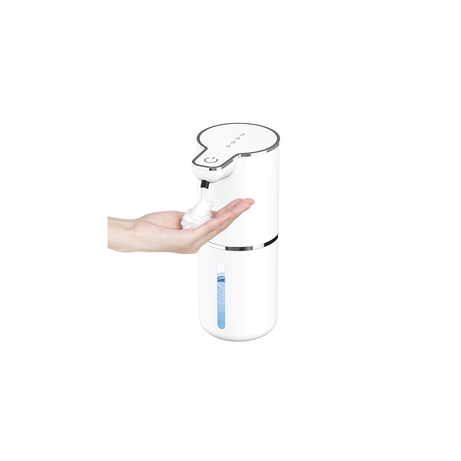 Distributeur de savon à capteur, distributeur automatique de savon pour les mains en mousse, étanche IPX5, chargement USB, réglage de capacité à 4