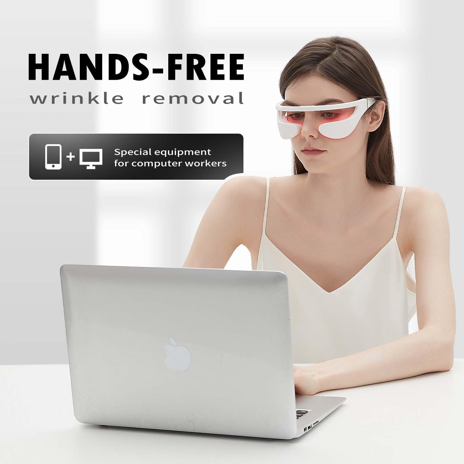 Lunettes de luminothérapie à lumière rouge pour sac yeux anti-rides, appareil de massage à lumière rouge pour dessous des yeux, perfecteur pour les