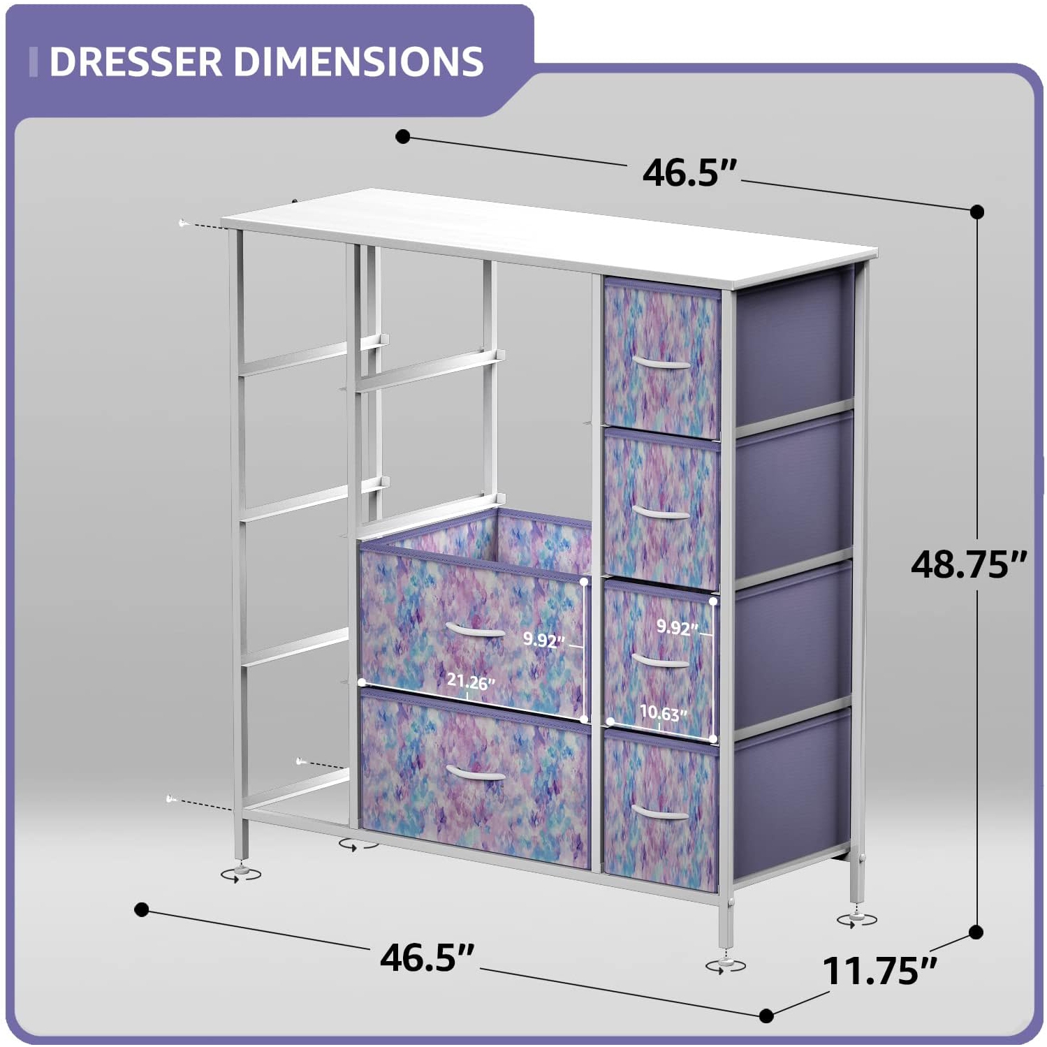 Commode Sorbus à 12 tiroirs | Coffre organisateur avec cadre en acier, dessus et poignée en bois | Grande commode en tissu pour chambre et couloir -
