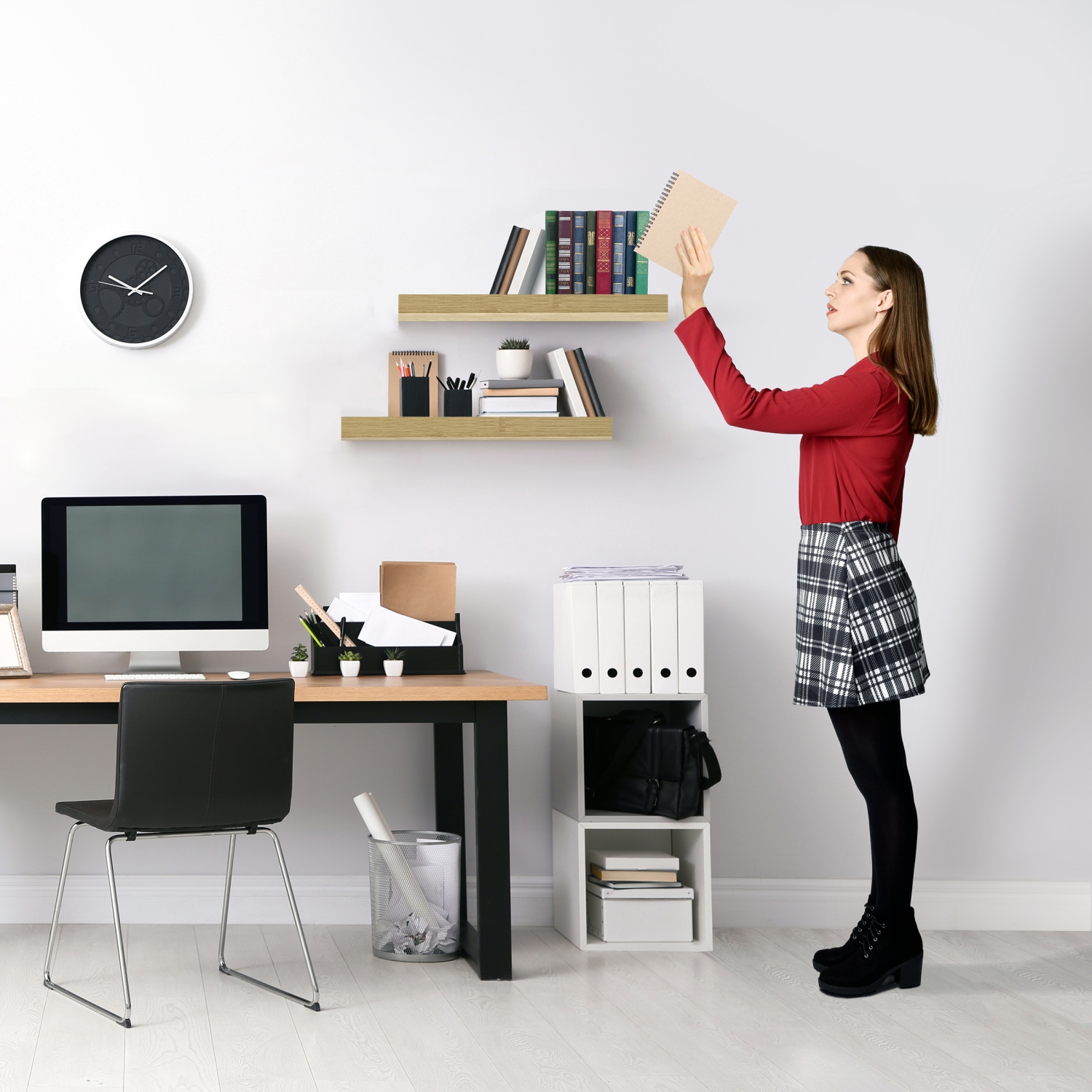 Paquet de 3 tablettes flottantes rectangulaires Sorbus Coastal de 16&nbsp;po - pour exposer des trophées, des livres, des cadres et plus encore