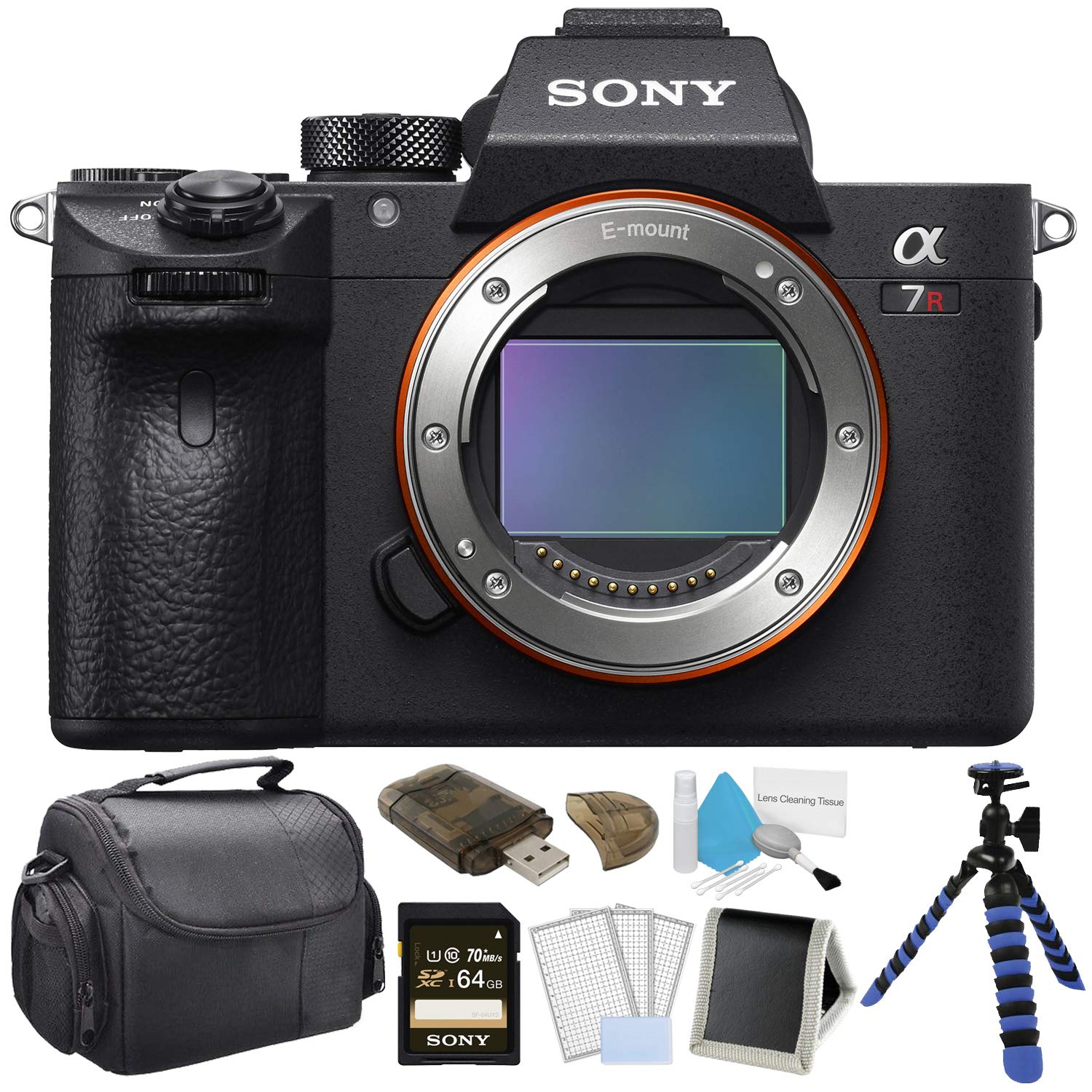 Open Box - Sony Alpha a7R III Mirrorless Digital Camera (Body Only) Bundle with 64GB Memory Card + LCD Screen Protectors+ Carrying Case + More - Intl Model
