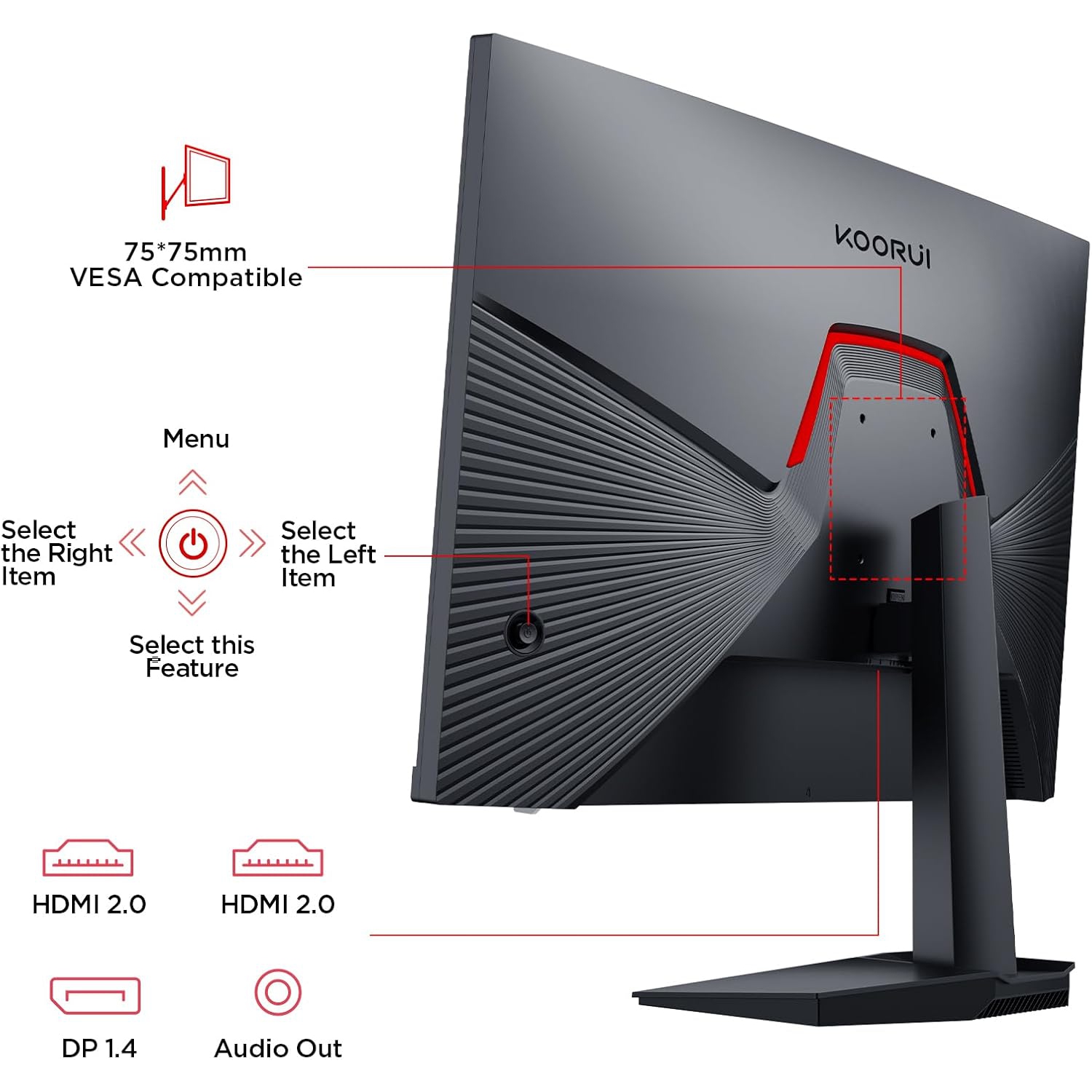 KOORUI 23.8" 1920 x 1080 200 Hz IPS Gaming Monitor FreeSync Premium 89% DCI-P3 G2411P
