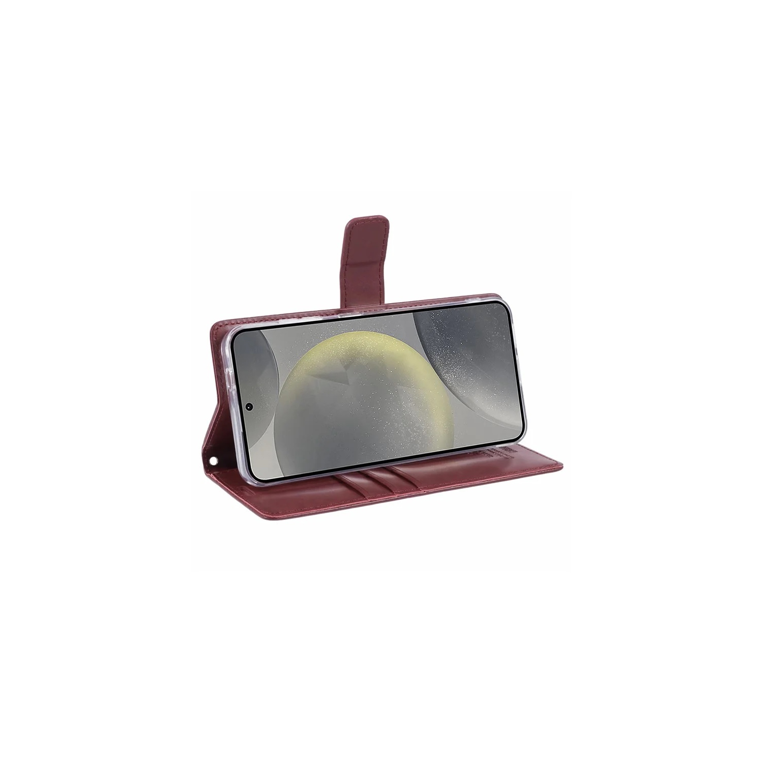 TopSave Goospery – Fente pour carte Bluemoon avec pince magnétique, rabat en cuir pour Samsung Galaxy S25 Edge 6,7 po, bourgogne