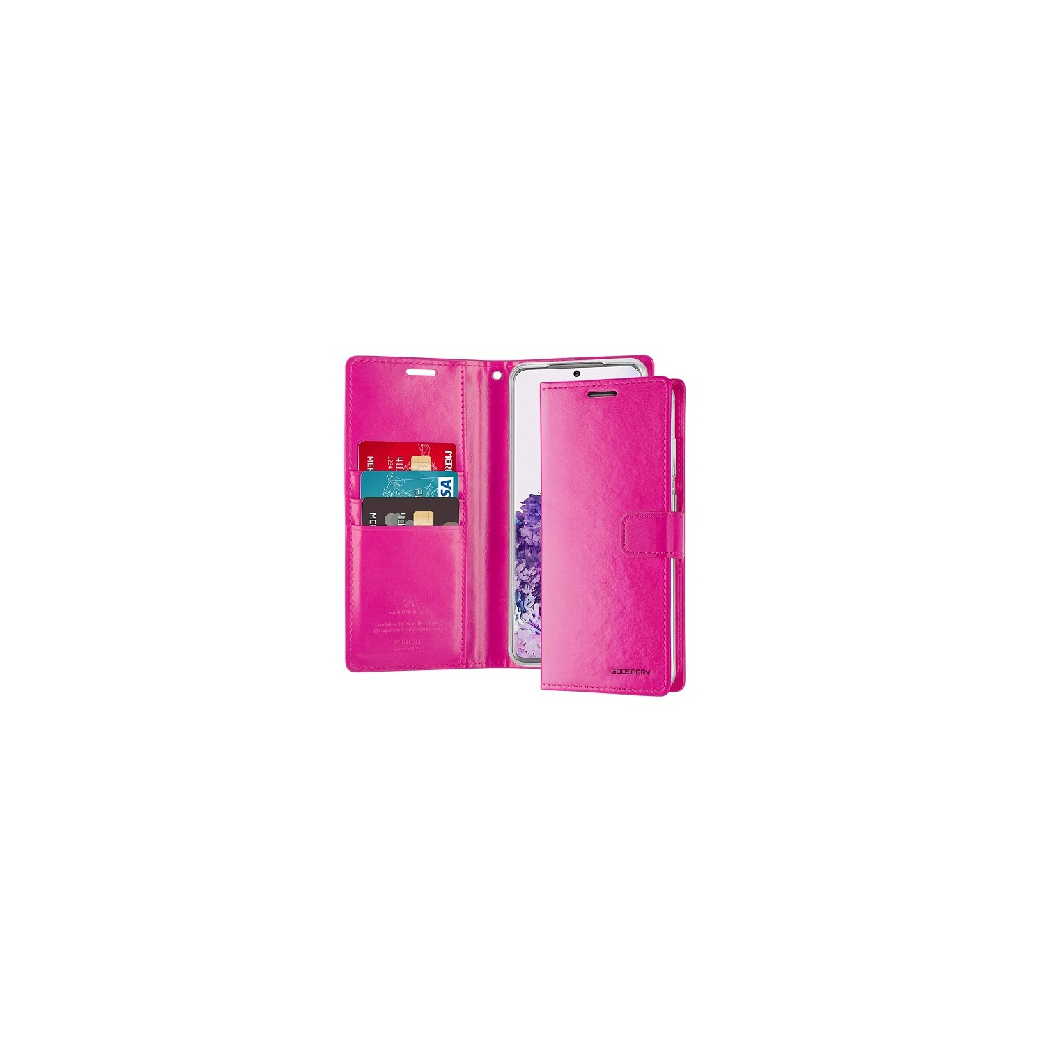 TopSave Goospery – Fente pour carte Bluemoon avec pince magnétique, rabat en cuir pour Samsung Galaxy S25 Edge 6,7&nbsp;po, rose vif