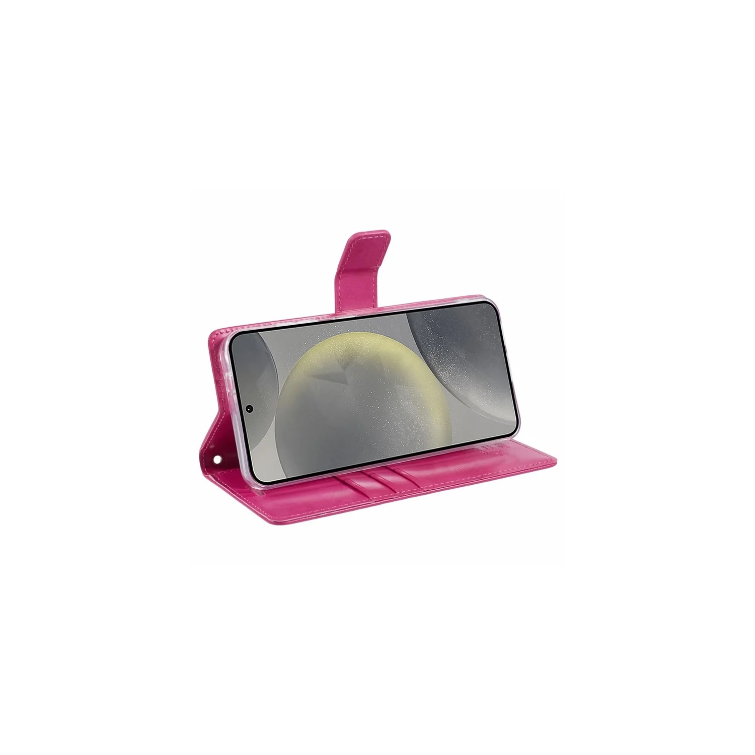 TopSave Goospery – Fente pour carte Bluemoon avec pince magnétique, rabat en cuir pour Samsung Galaxy S25 Edge 6,7&nbsp;po, rose vif