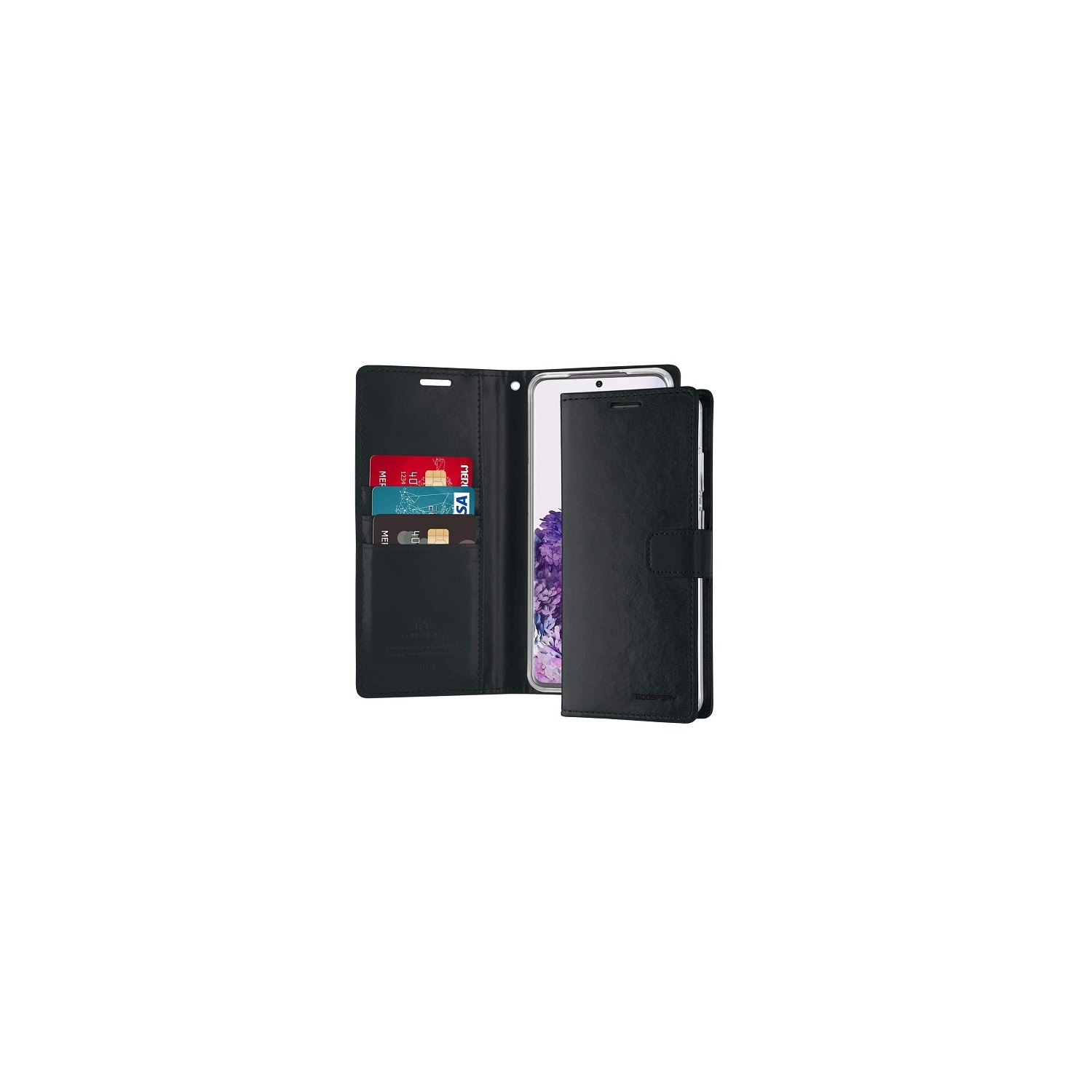 TopSave Goospery – Fente pour carte Bluemoon avec pince magnétique, rabat en cuir pour Samsung Galaxy S25 Edge 6,7&nbsp;po, bleu marine