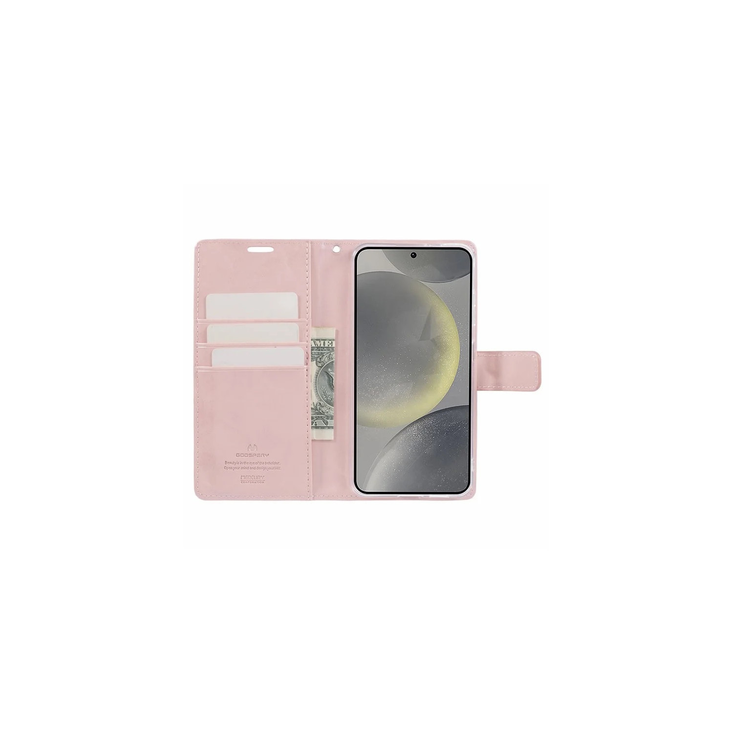 TopSave Goospery – Fente pour carte Bluemoon avec pince magnétique, rabat en cuir pour Samsung Galaxy S25 Edge 6,7&nbsp;po, rose doré