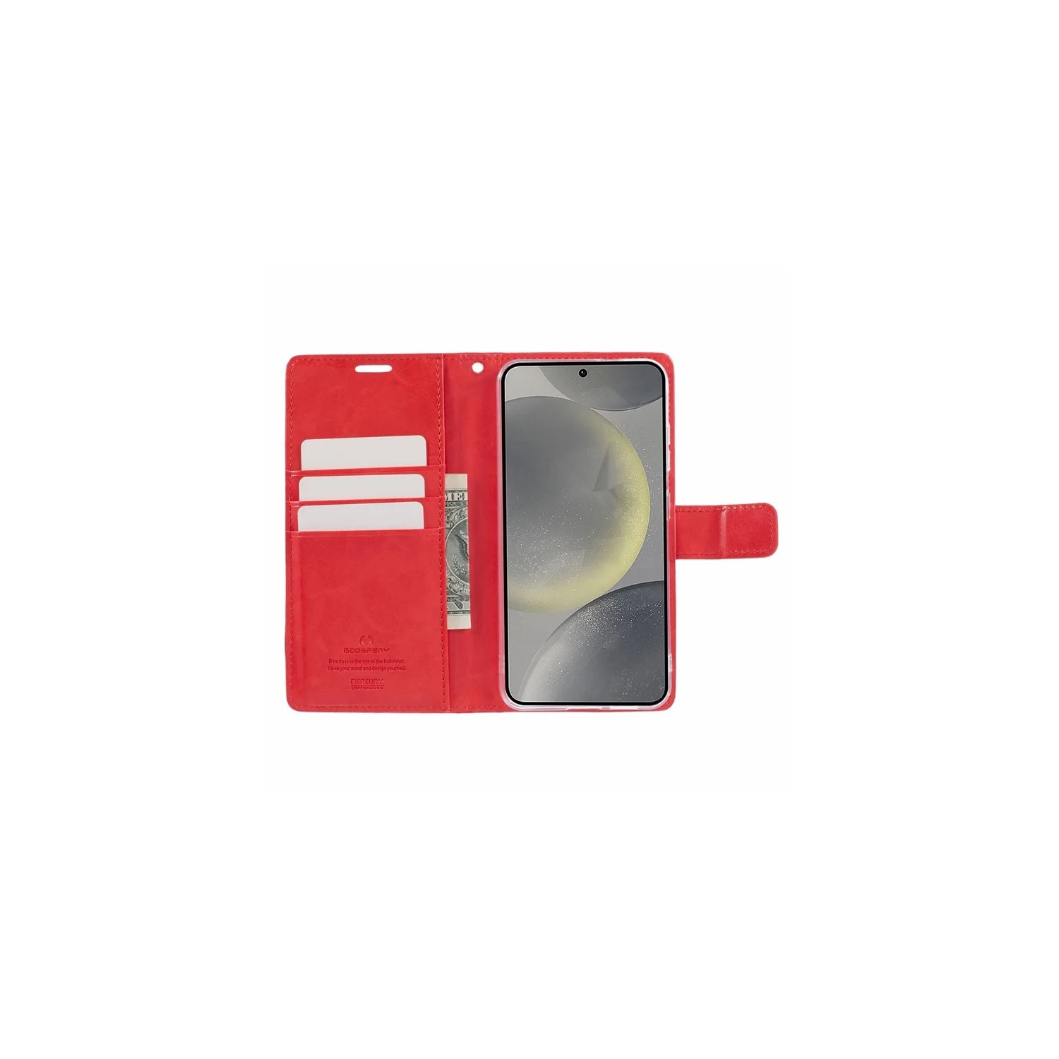 TopSave Goospery – Fente pour carte Bluemoon avec pince magnétique, rabat en cuir pour Samsung Galaxy S25 Edge 6,7&nbsp;po, rouge