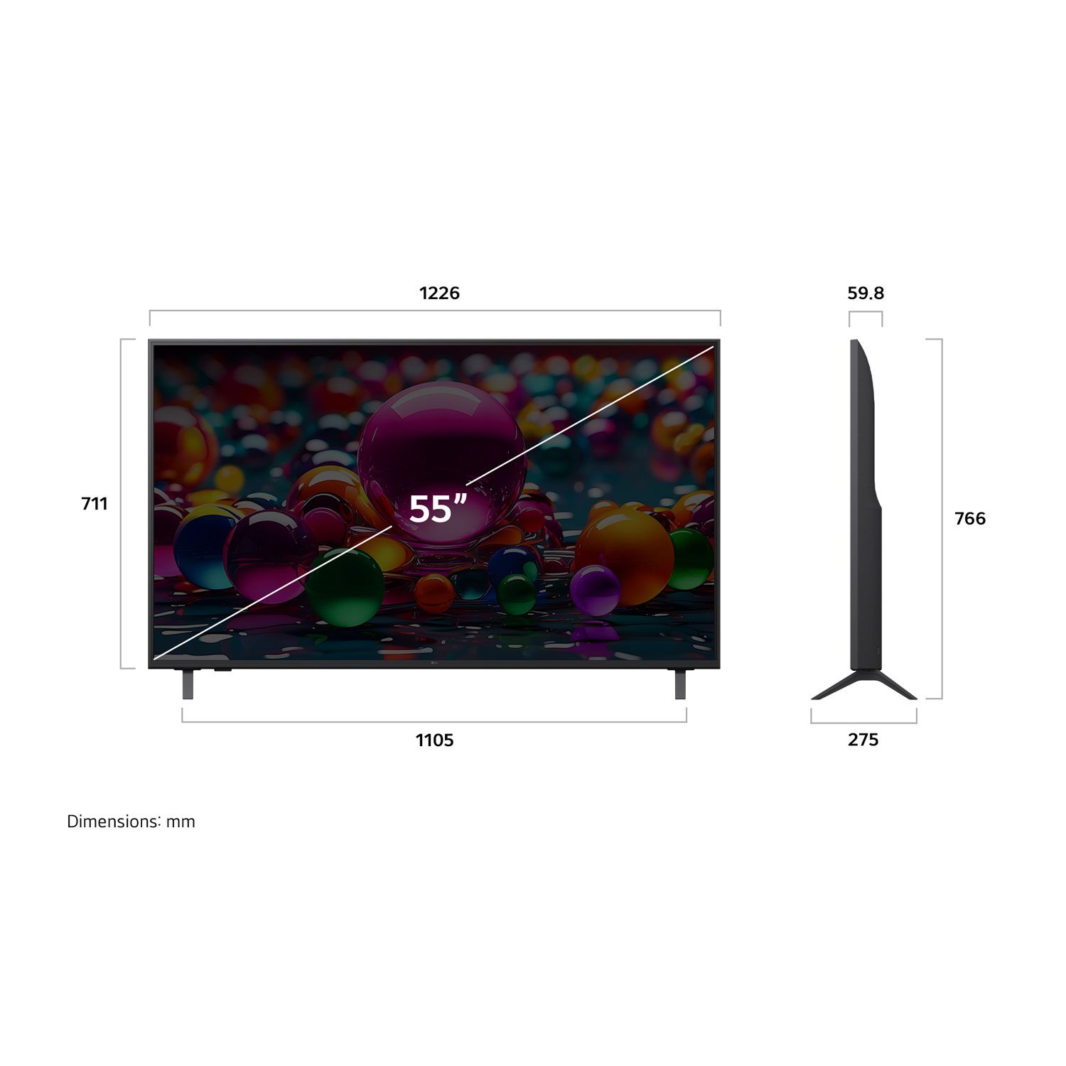 Téléviseur intelligent webOS HDR DEL UHD 4K de 55 po UA7000 de LG - 2025