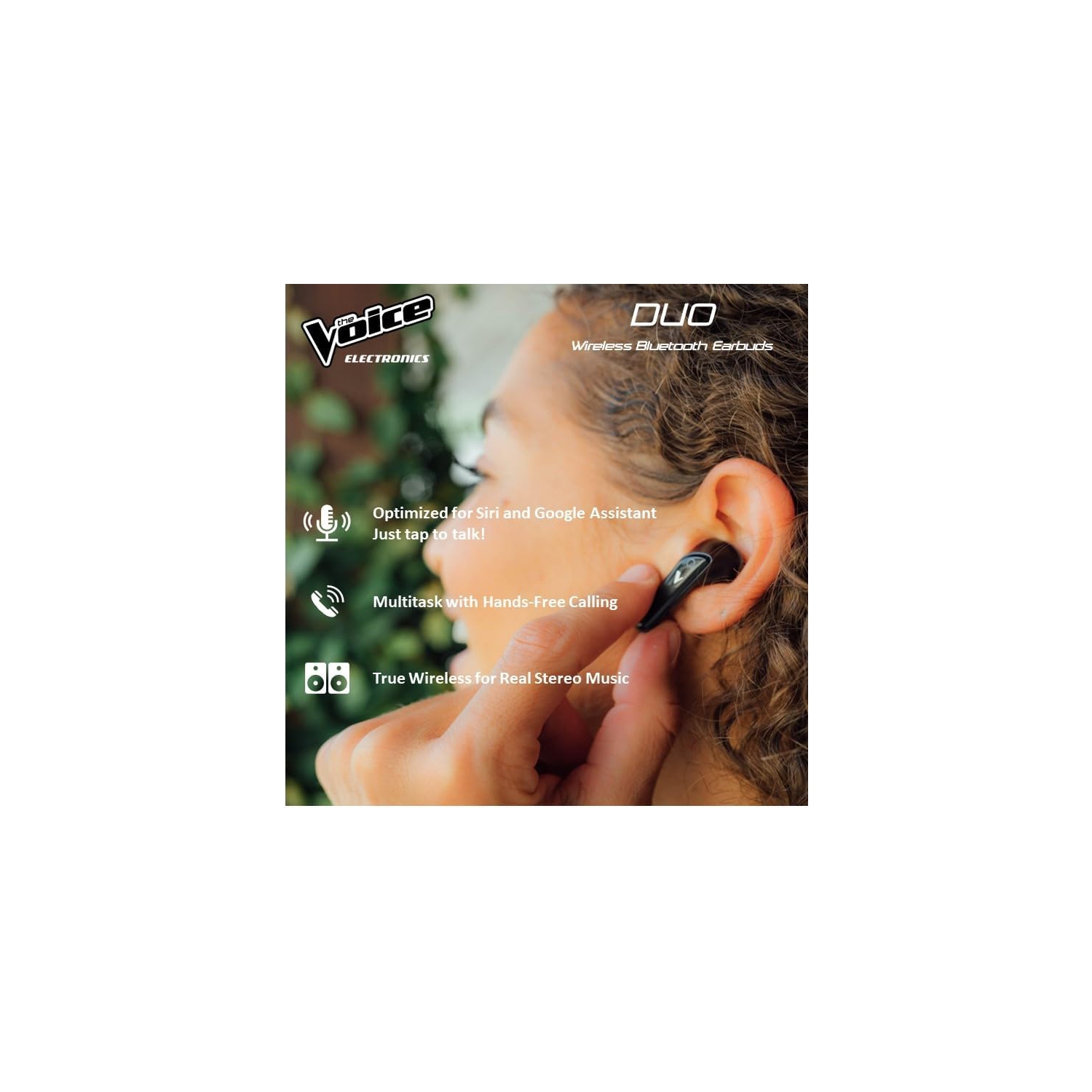 Écouteurs boutons stéréo 100 % sans fil avec microphone Duo de The Voice - Blanc [Électronique]