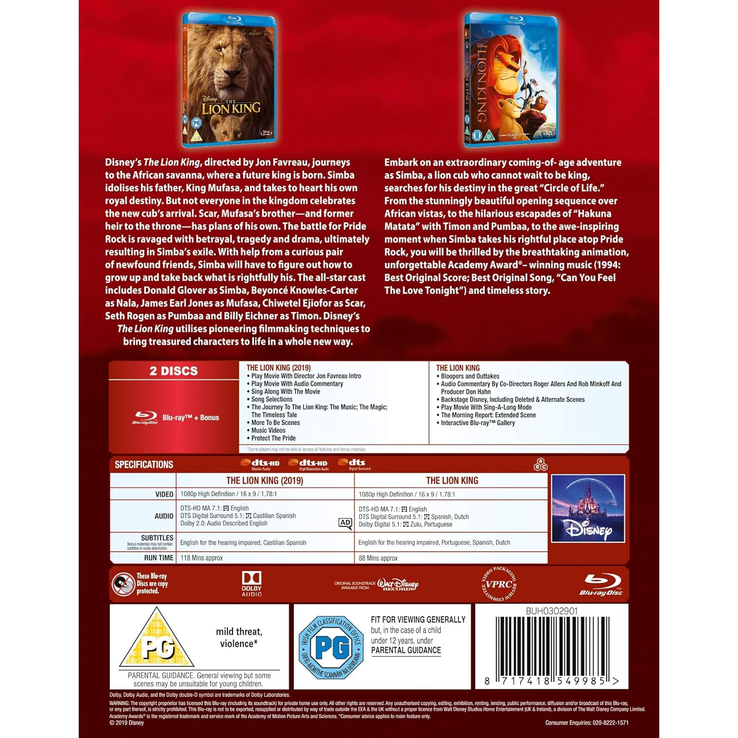 The Lion King: 2-Movie Collection - Disney Animation & Live-Action [Blu-Ray Doublepack]