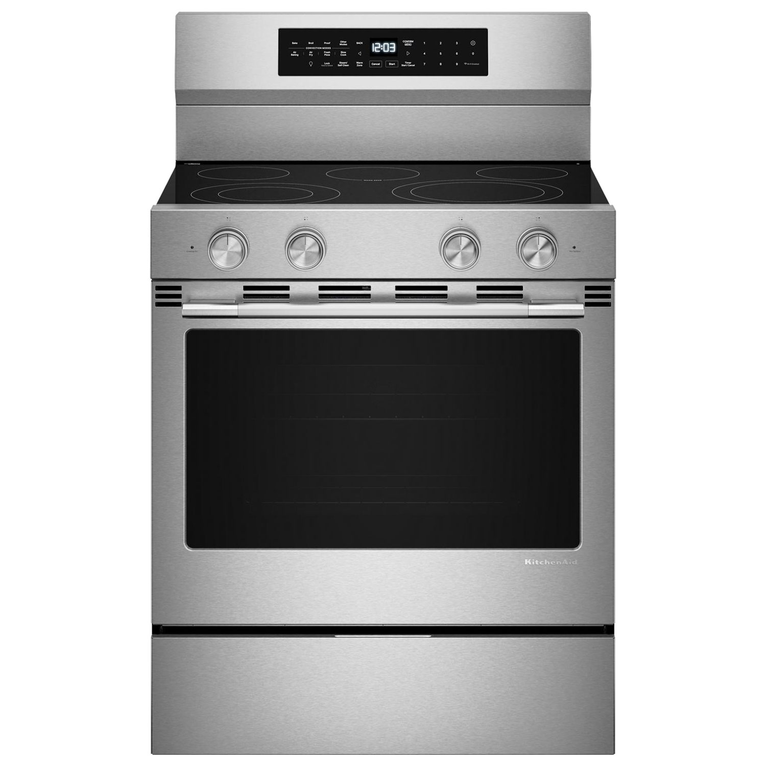 Cuisinière électrique autonome avec convection et friture à l'air 5,3 pi³ 30 po de KitchenAid - Acier inoxydable