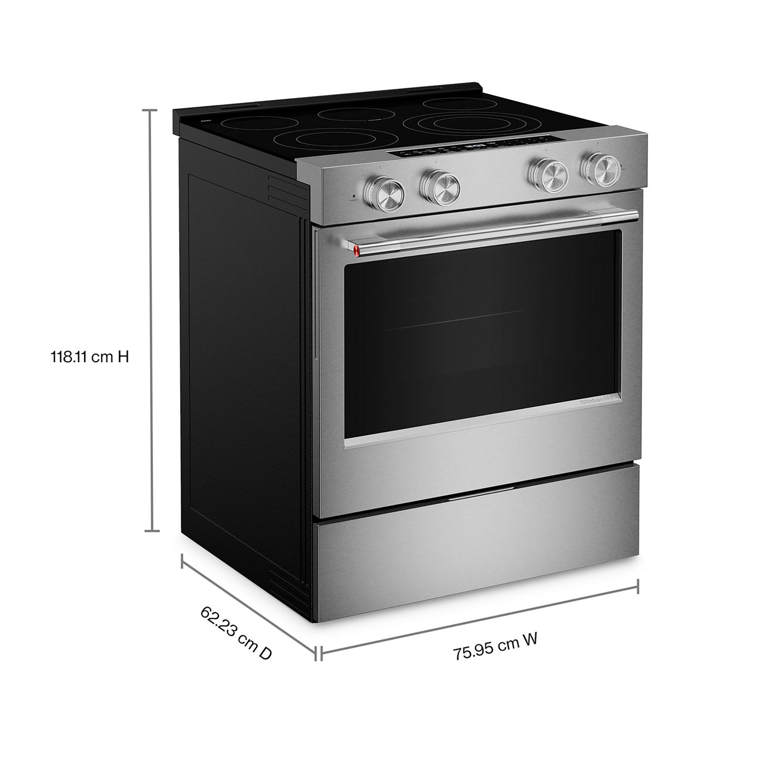 Cuisinière électrique autonome avec convection et friture à l'air 5,3 pi³ 30 po de KitchenAid - Acier inoxydable