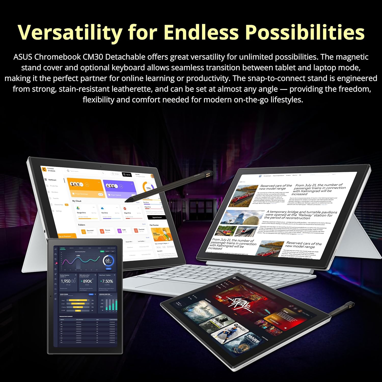 Portable Chromebook à écran tactile amovible 2-en-10 1 de 5 po d'ASUS, Kompanio 520 de MediaTek, mémoire vive 4 Go, eMMC d'64 Go,