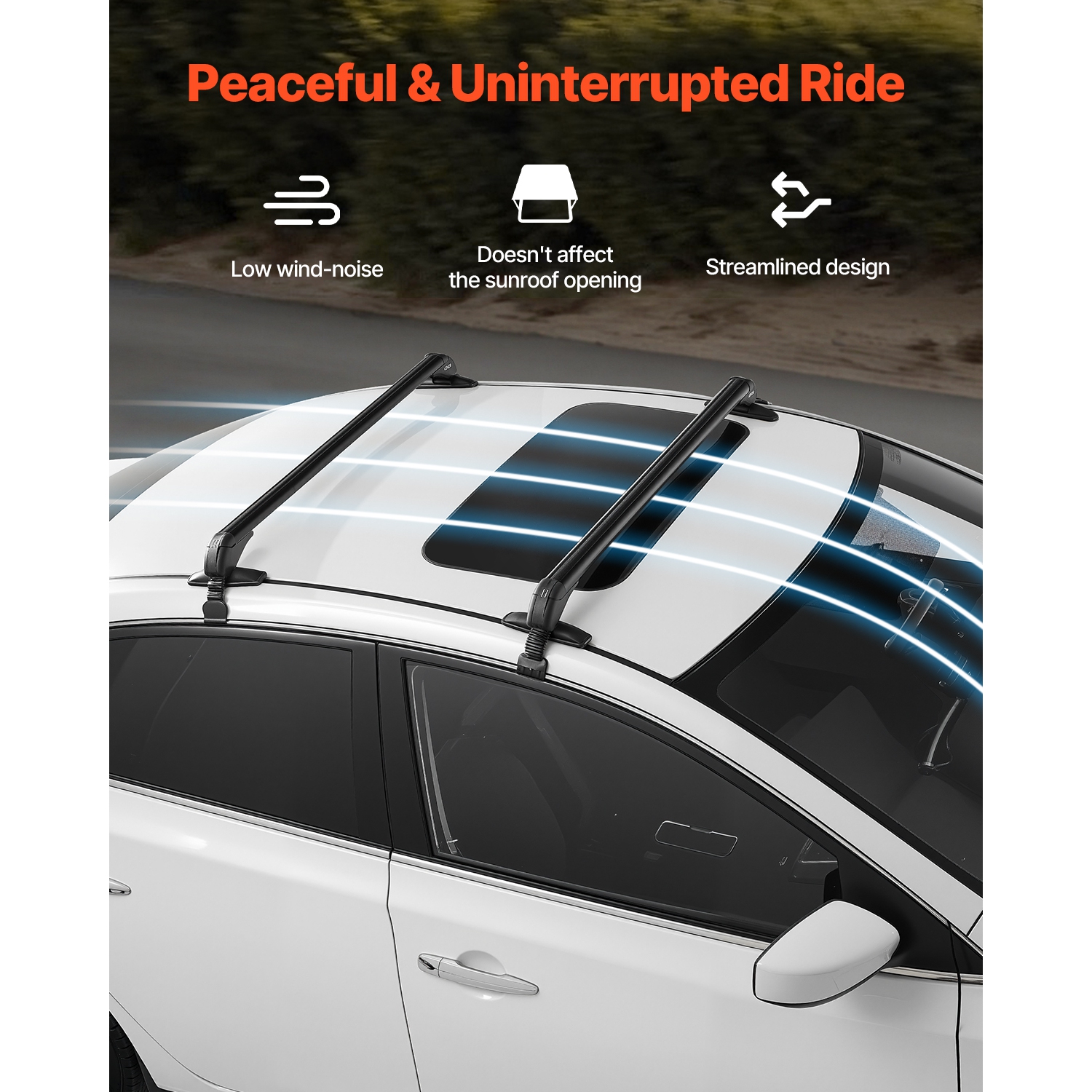 VEVOR 165lbs Capacity Roof Rack Cross Bars, Fit for Naked Roofs Without Raised Rails/Flush Rail/Black Moldings, Lockable Aluminum Crossbar Racks Roof